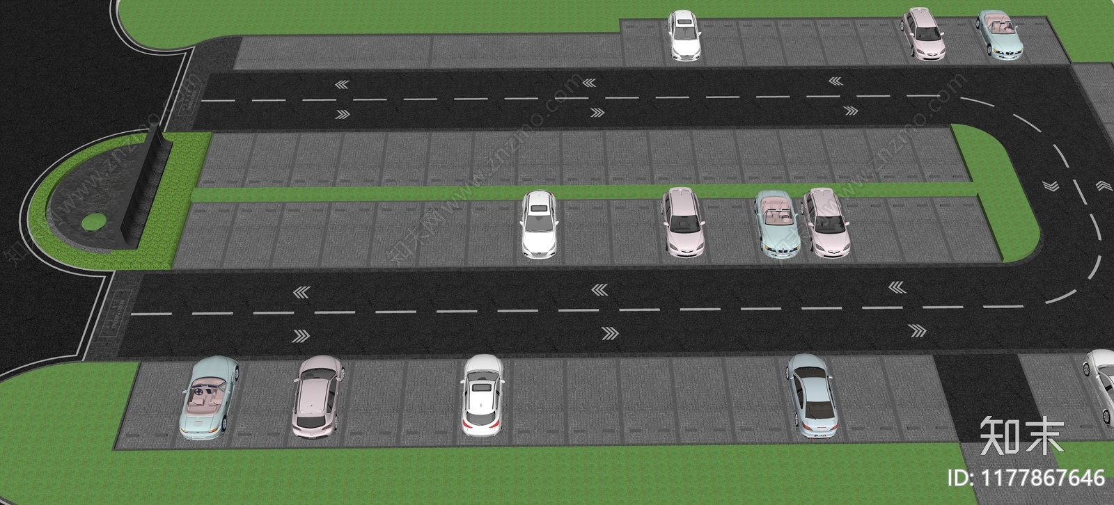 现代停车场SU模型下载【ID:1177867646】