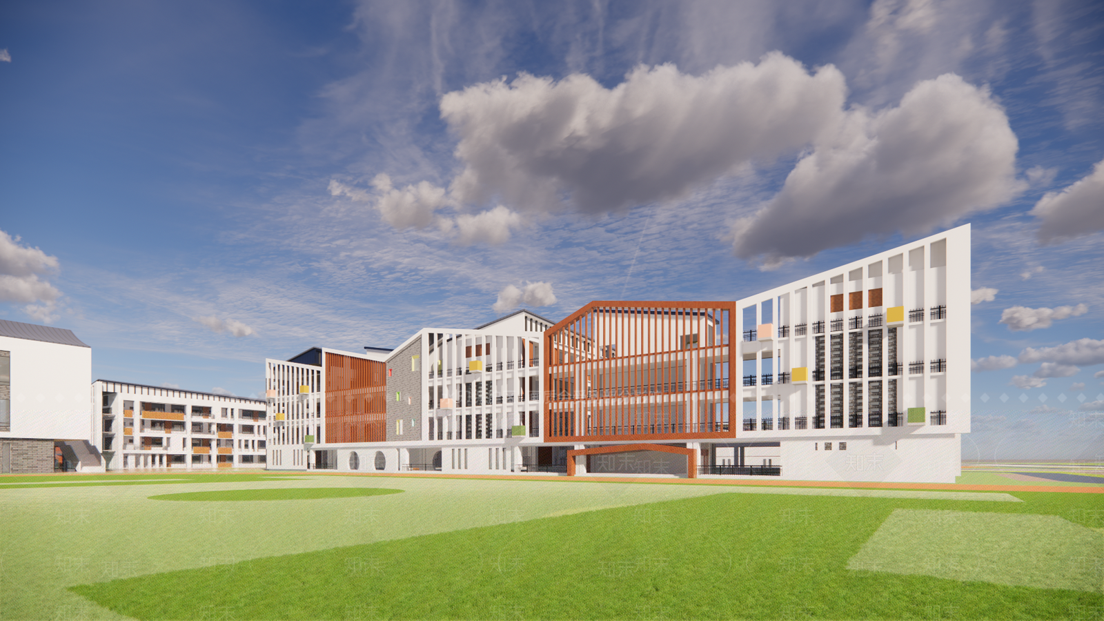 新中式学校建筑SU模型下载【ID:1177876480】