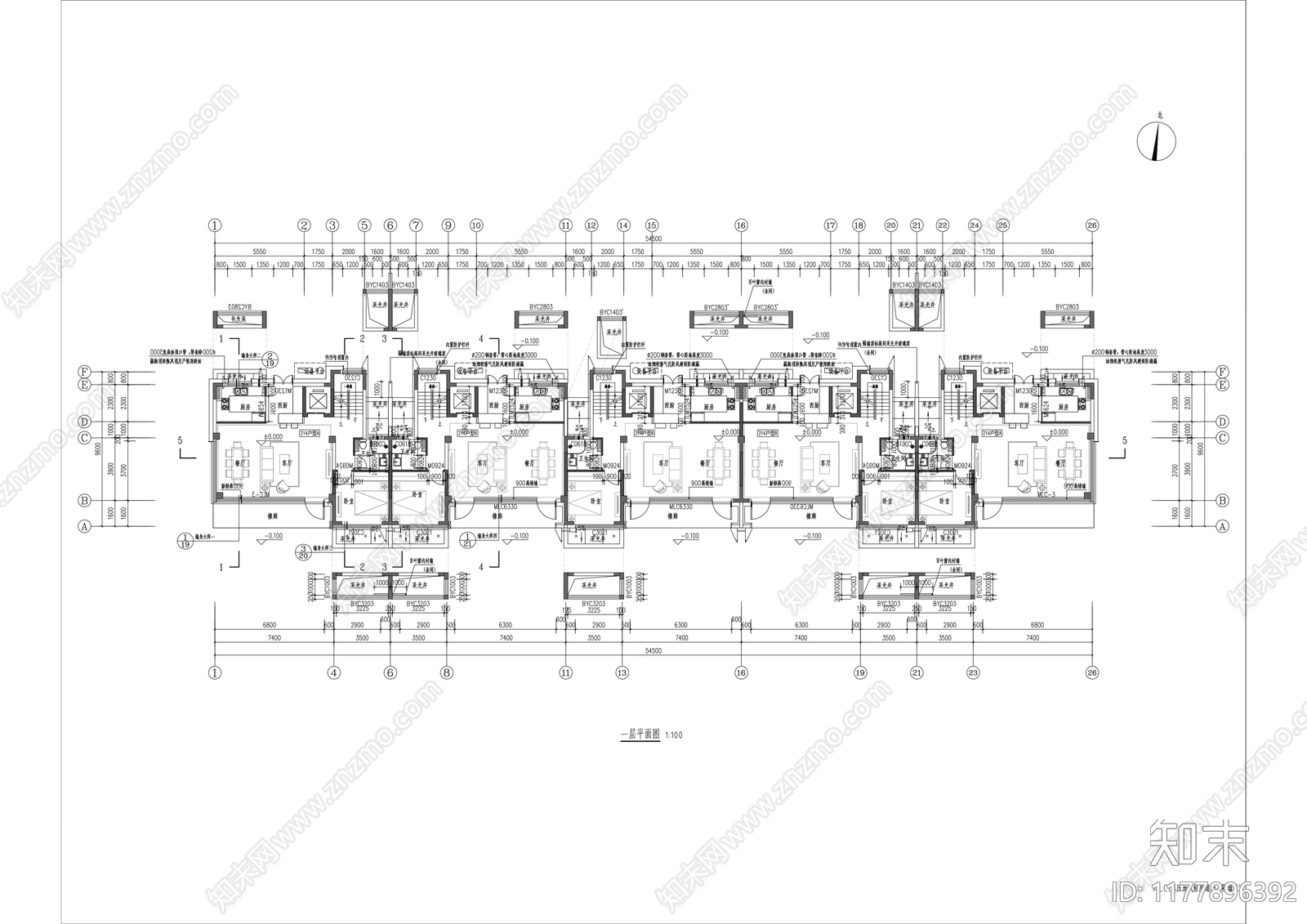 现代别墅建筑施工图下载【ID:1177896392】