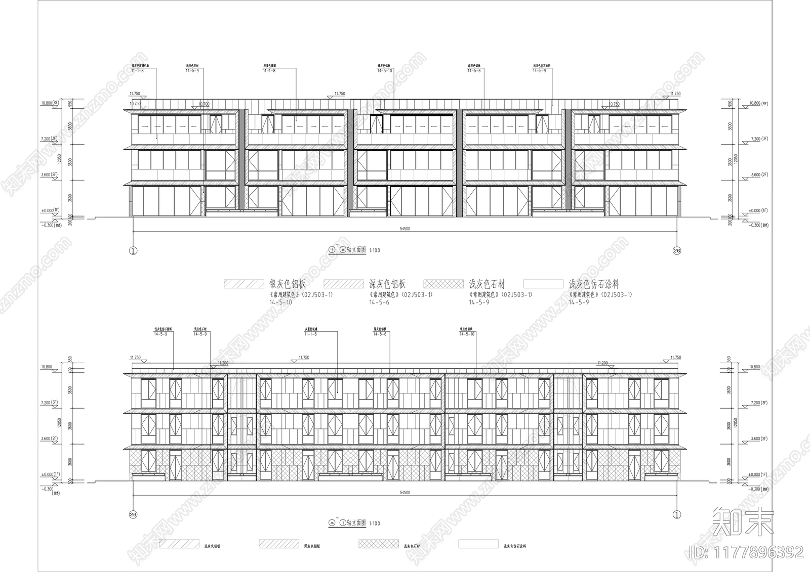 现代别墅建筑施工图下载【ID:1177896392】