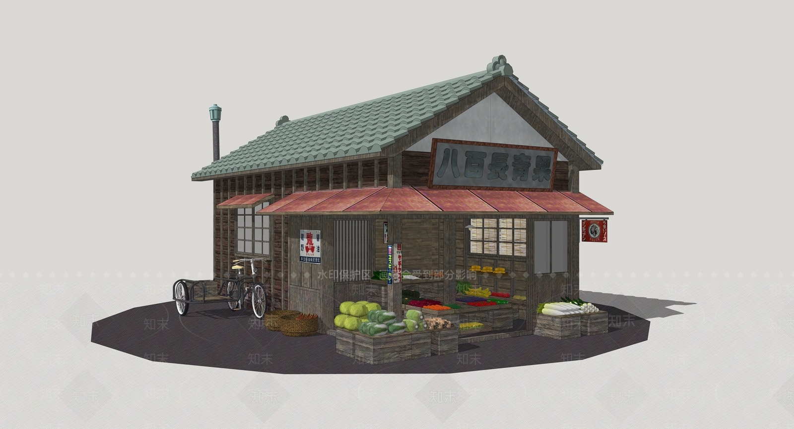 日式风格建筑SU模型下载【ID:1177897835】