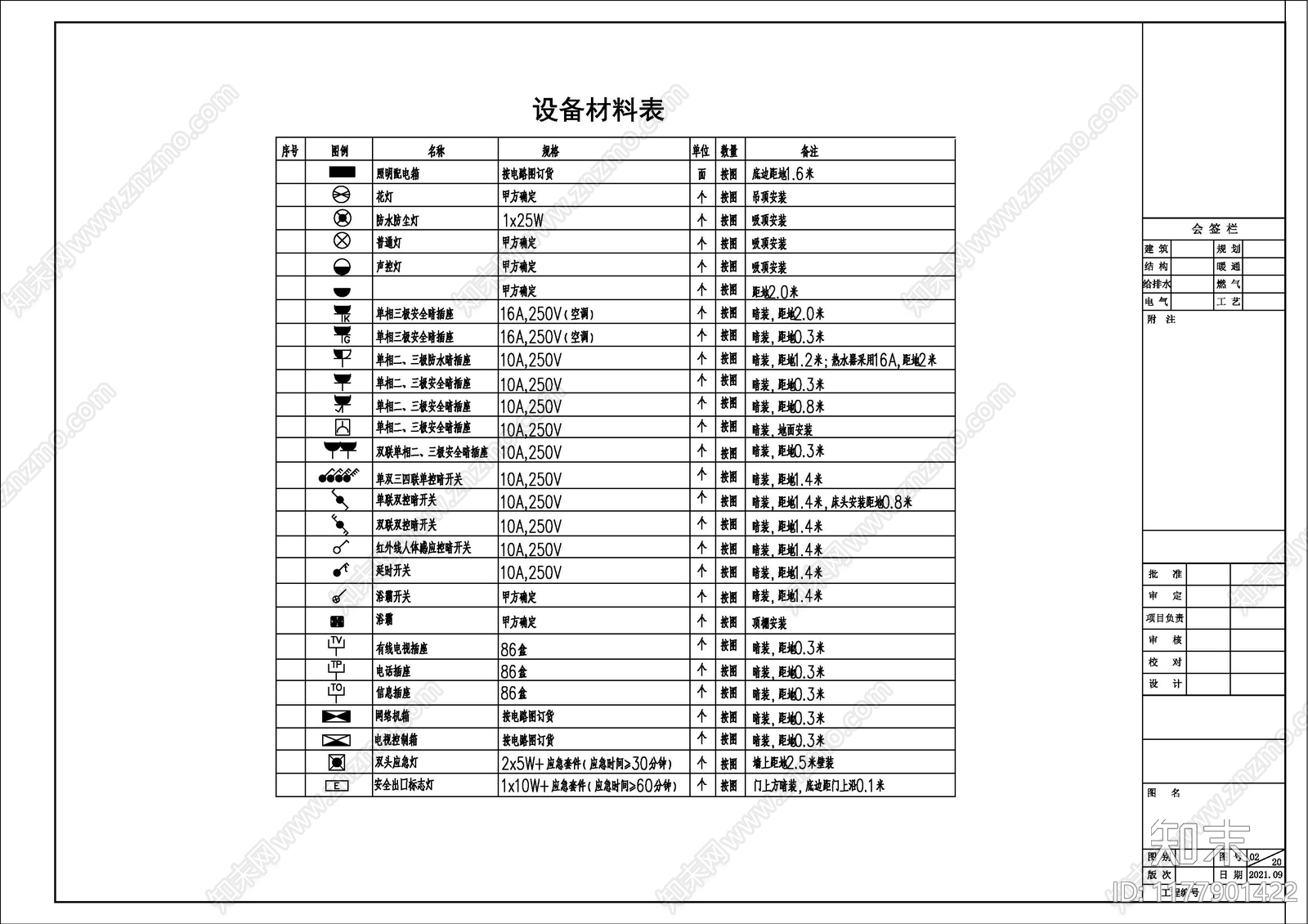 现代设计说明cad施工图下载【ID:1177901422】