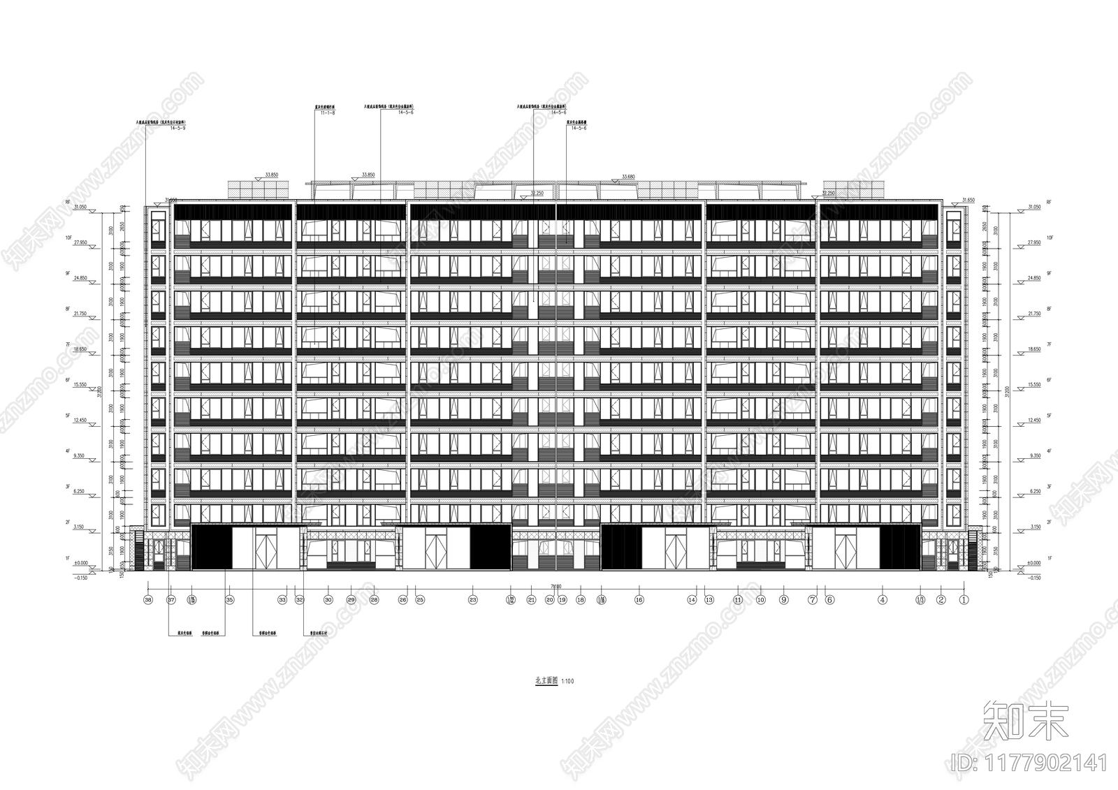 现代住宅楼建筑cad施工图下载【ID:1177902141】