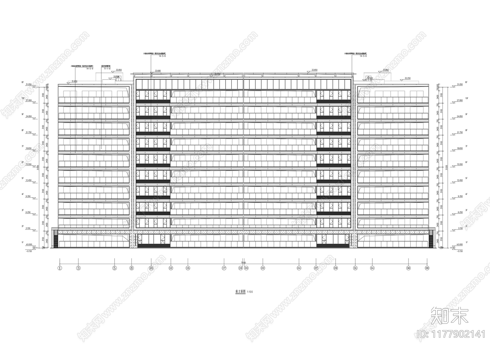 现代住宅楼建筑cad施工图下载【ID:1177902141】