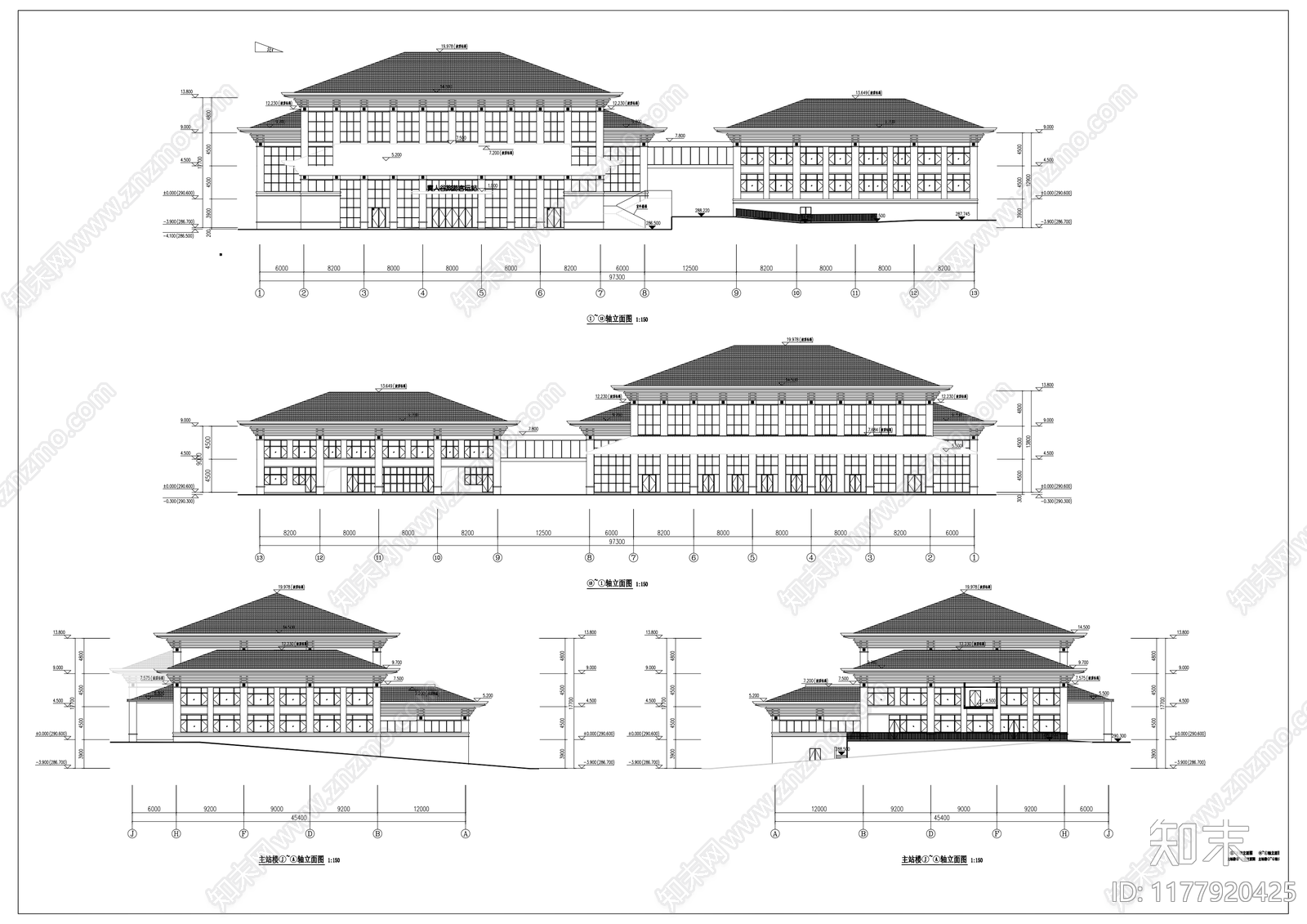 新中式中式客运站施工图下载【ID:1177920425】