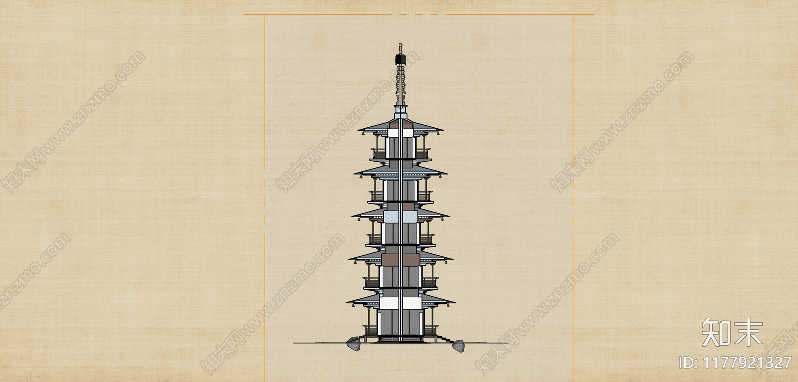 现代新中式寺庙建筑SU模型下载【ID:1177921327】