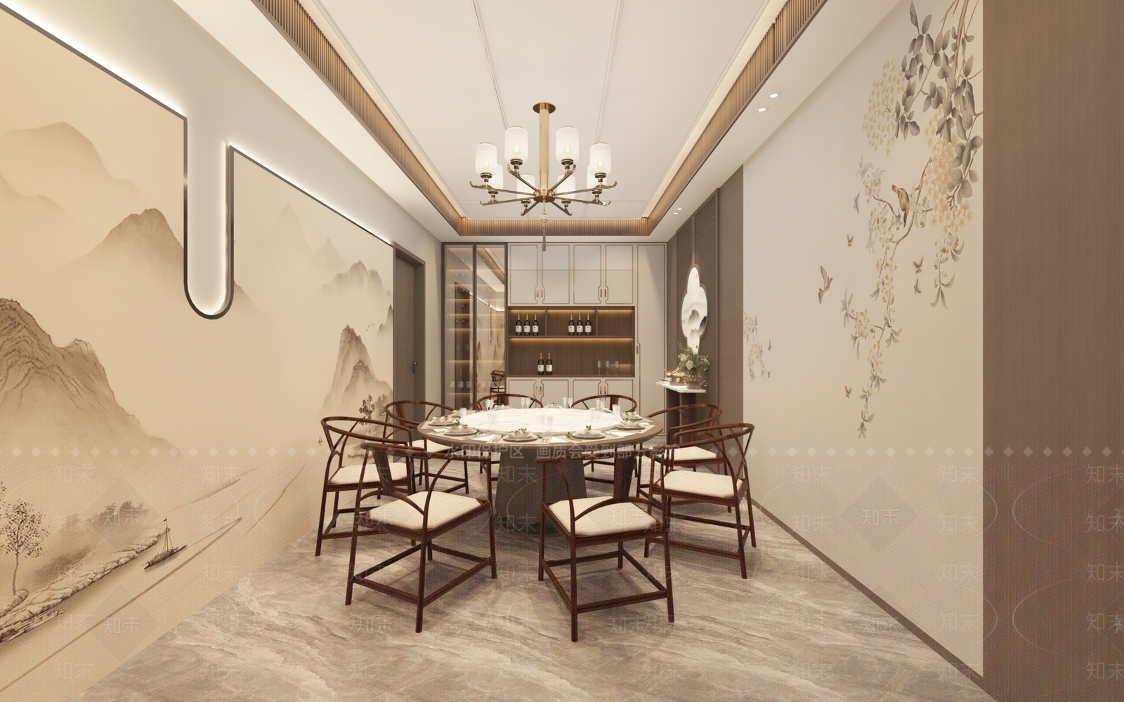新中式包厢3D模型下载【ID:1177928857】
