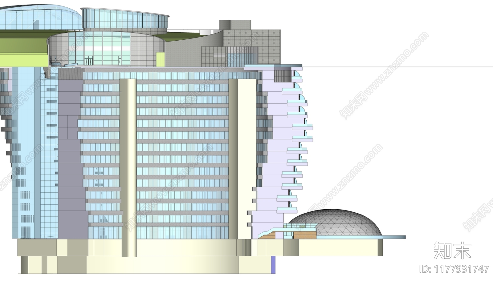 现代酒店建筑SU模型下载【ID:1177931747】