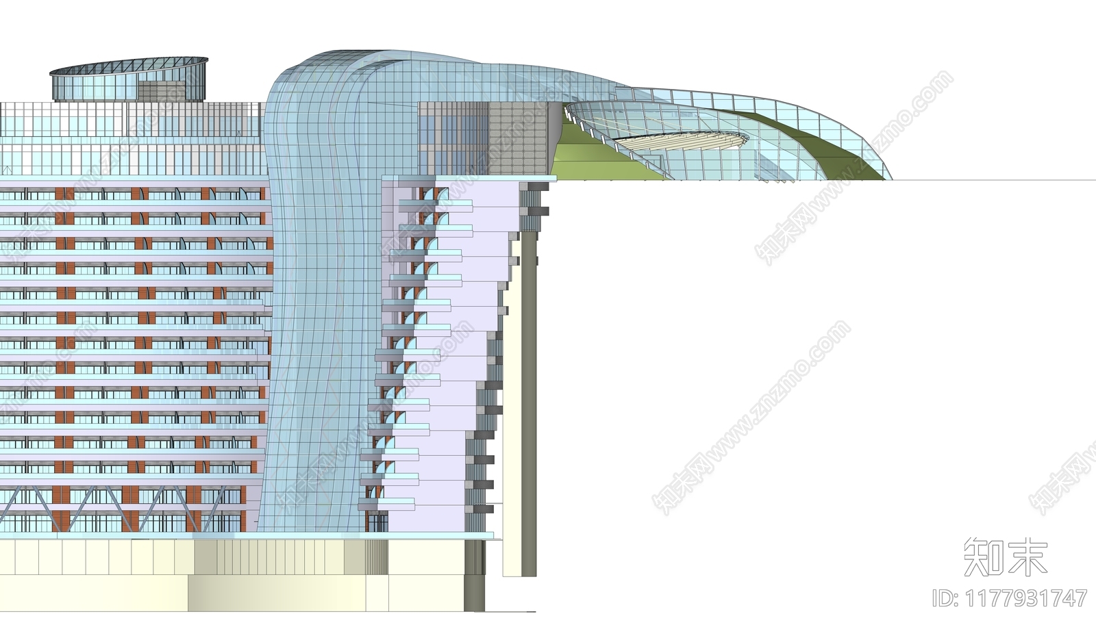 现代酒店建筑SU模型下载【ID:1177931747】