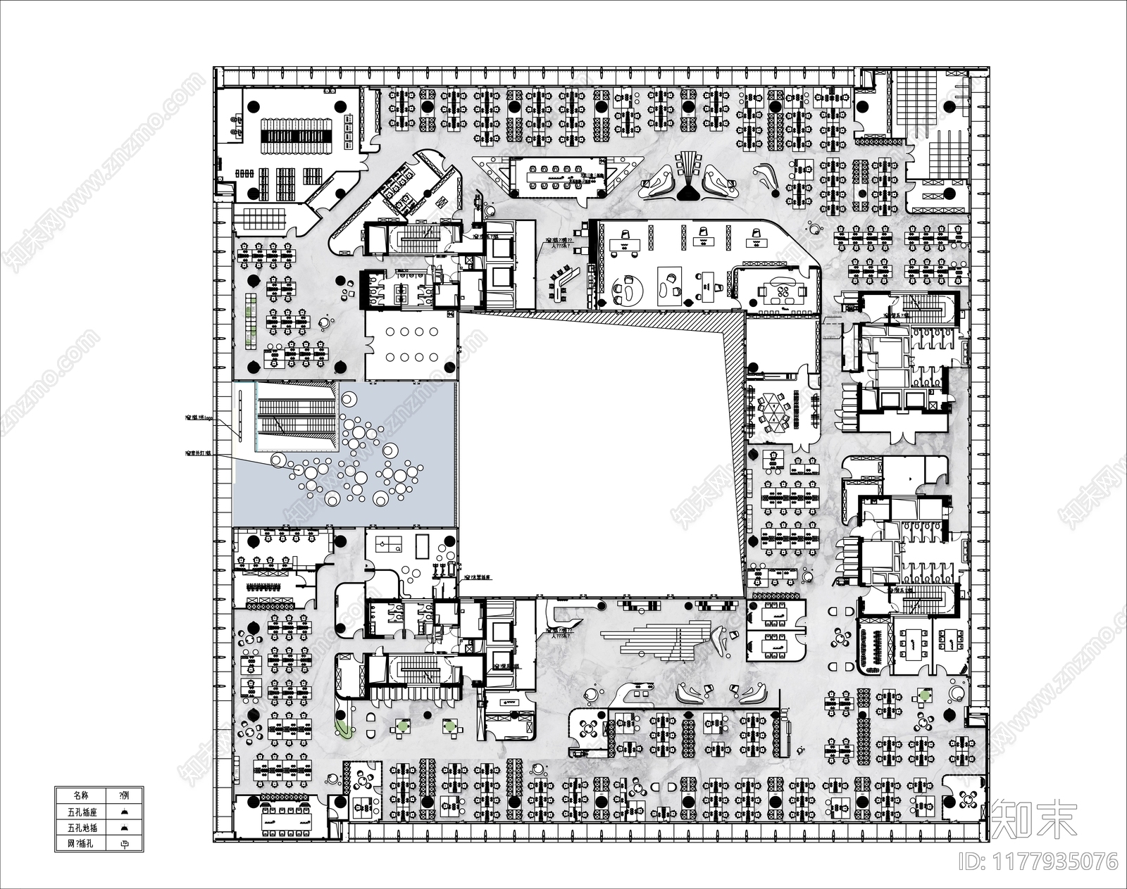 现代整体办公空间cad施工图下载【ID:1177935076】