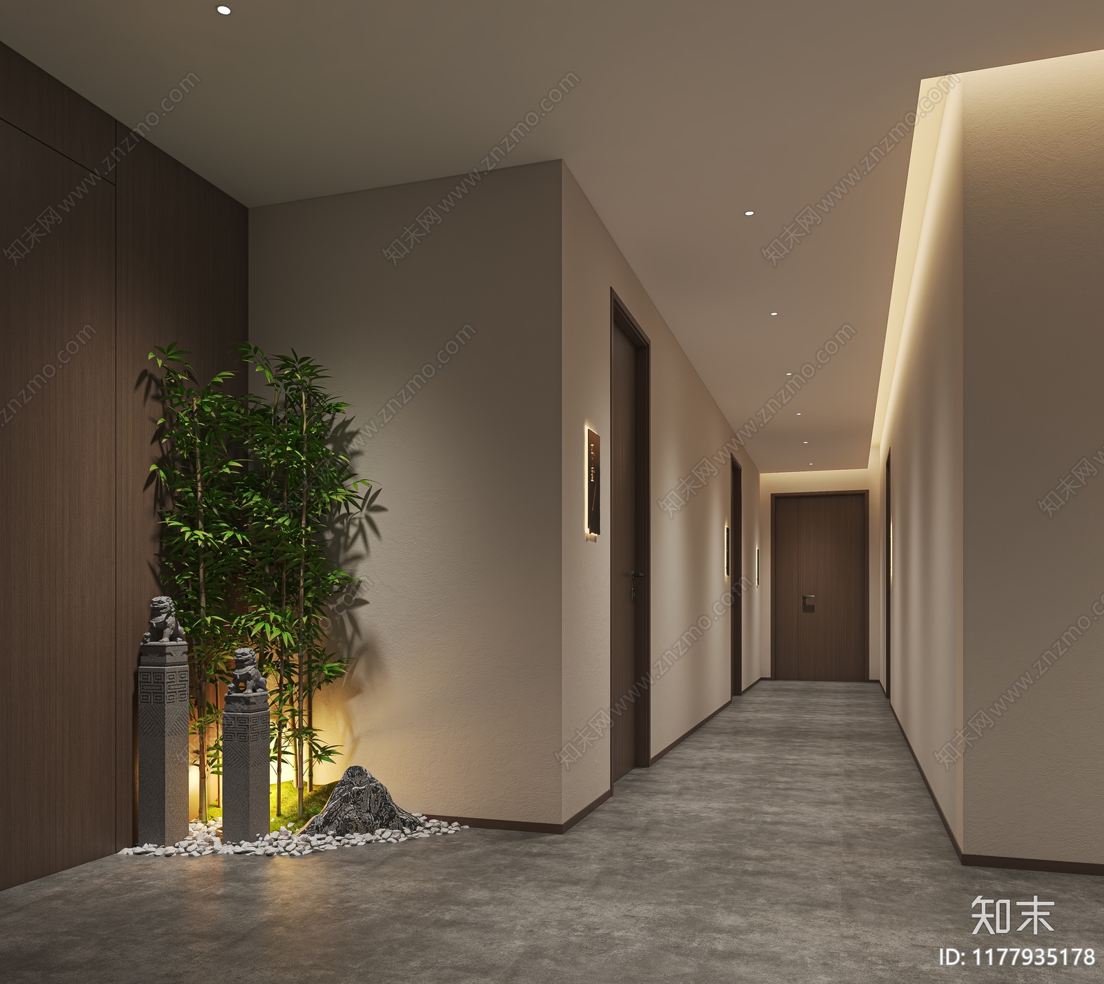 禅意侘寂室内景观3D模型下载【ID:1177935178】