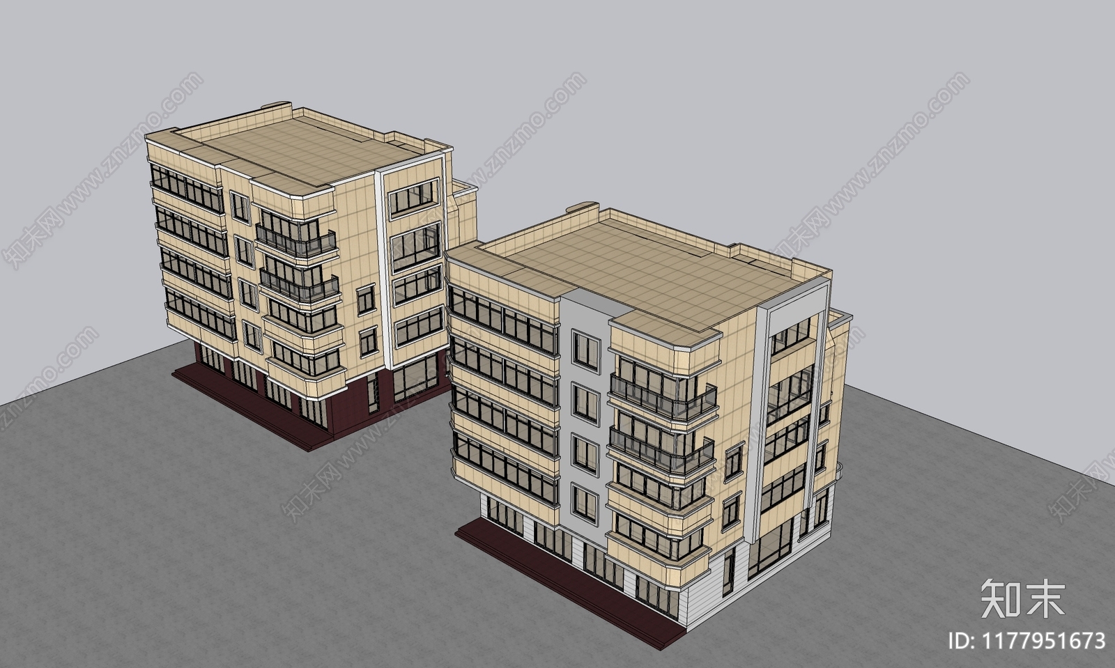 现代极简多层住宅SU模型下载【ID:1177951673】