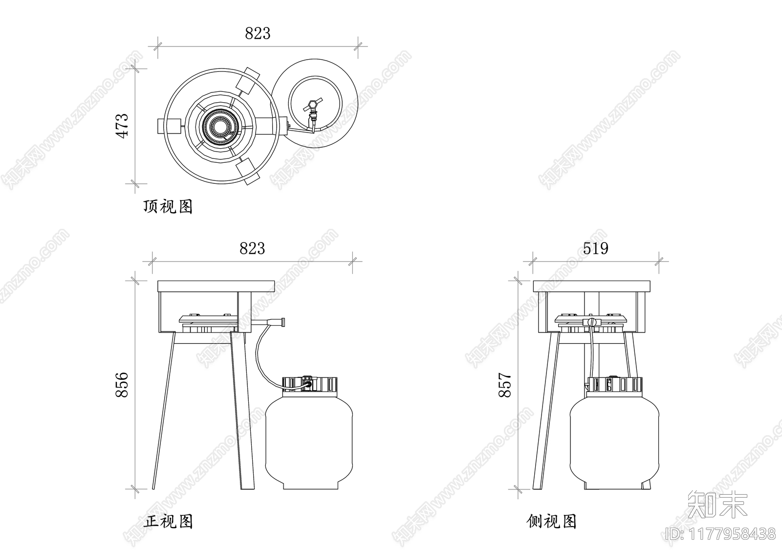 现代厨房设施施工图下载【ID:1177958438】