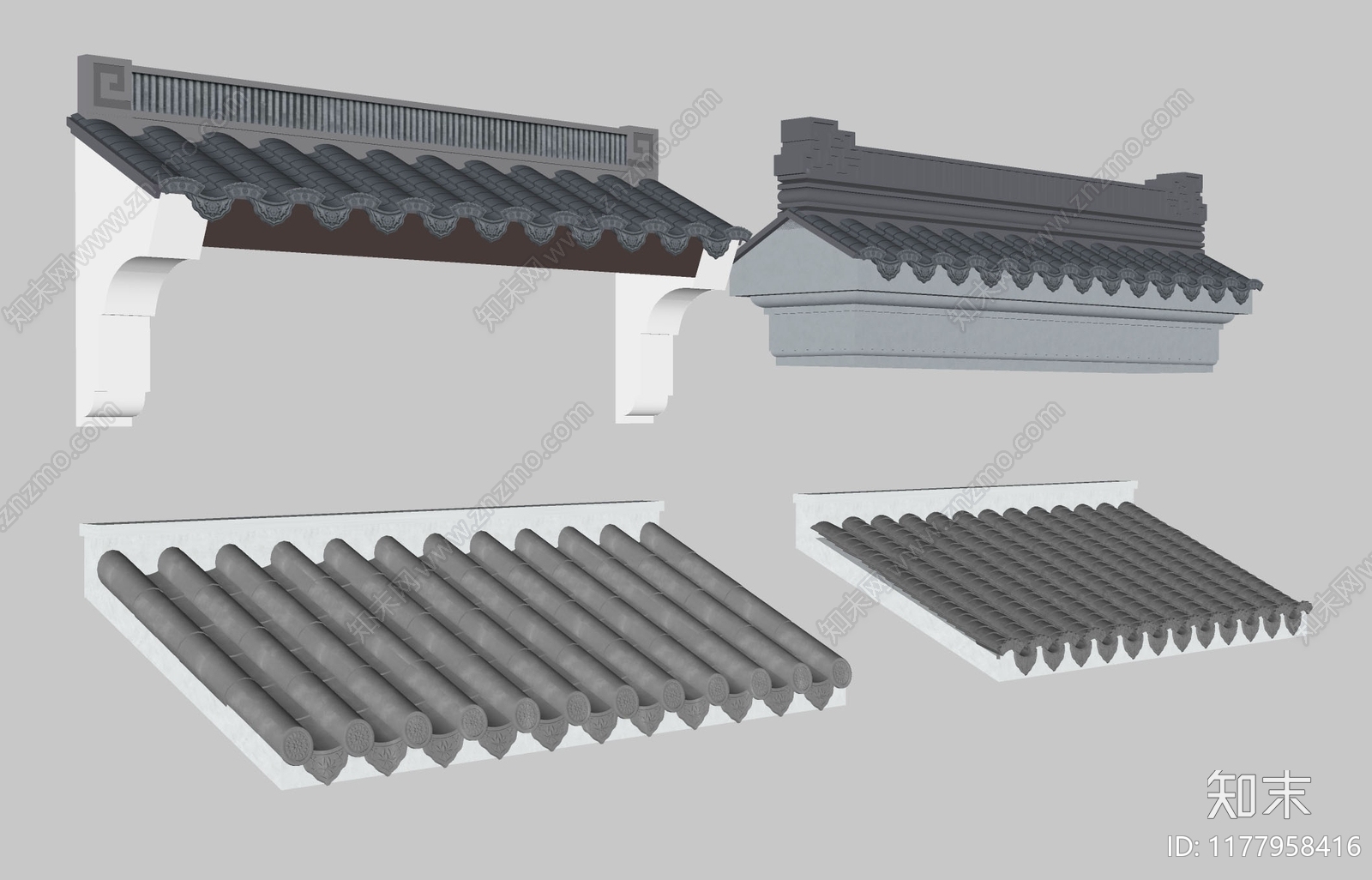新中式屋檐SU模型下载【ID:1177958416】