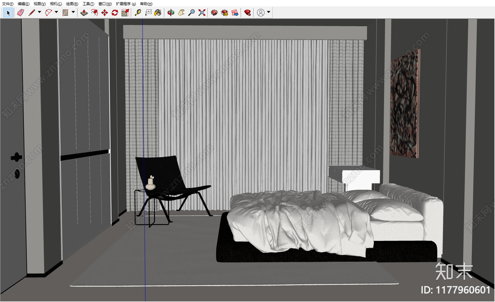现代家居卧室SU模型下载【ID:1177960601】