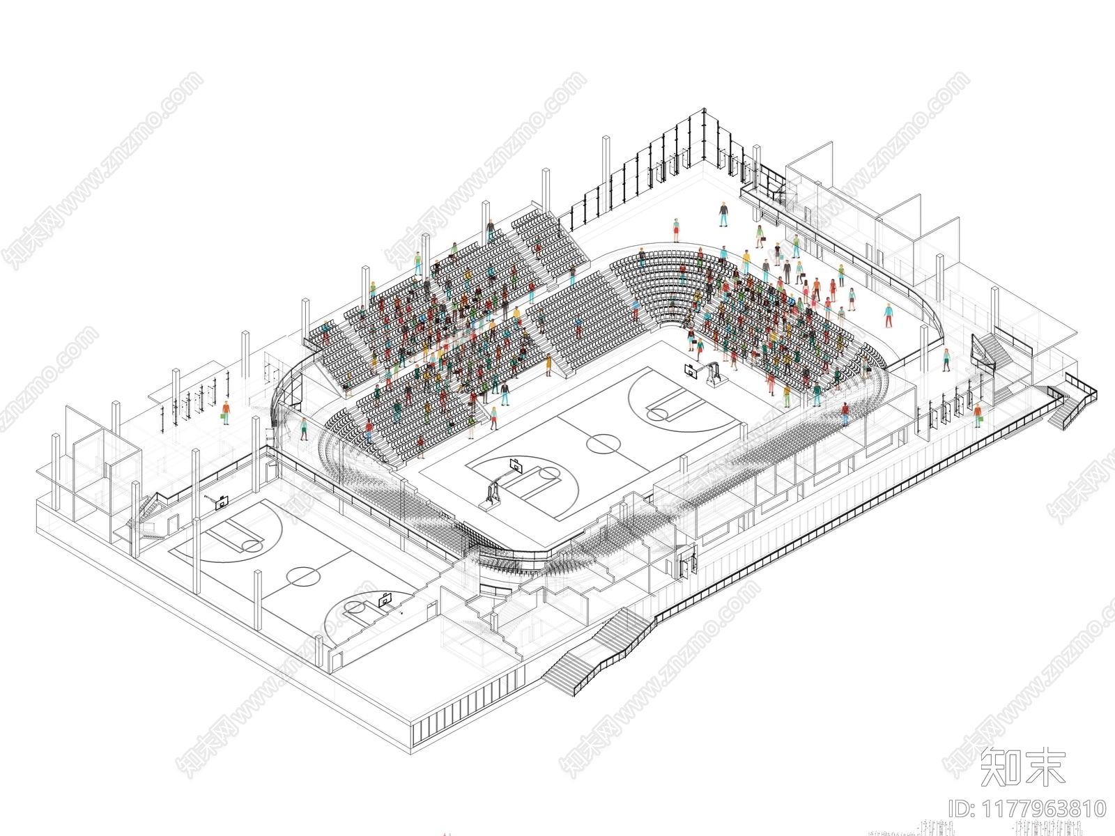 现代简约体育建筑SU模型下载【ID:1177963810】