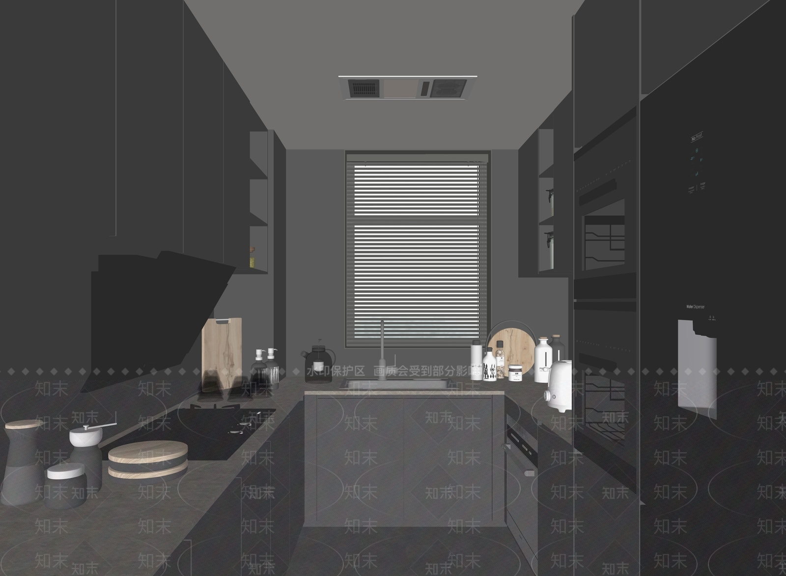 现代封闭式厨房SU模型下载【ID:1177963789】