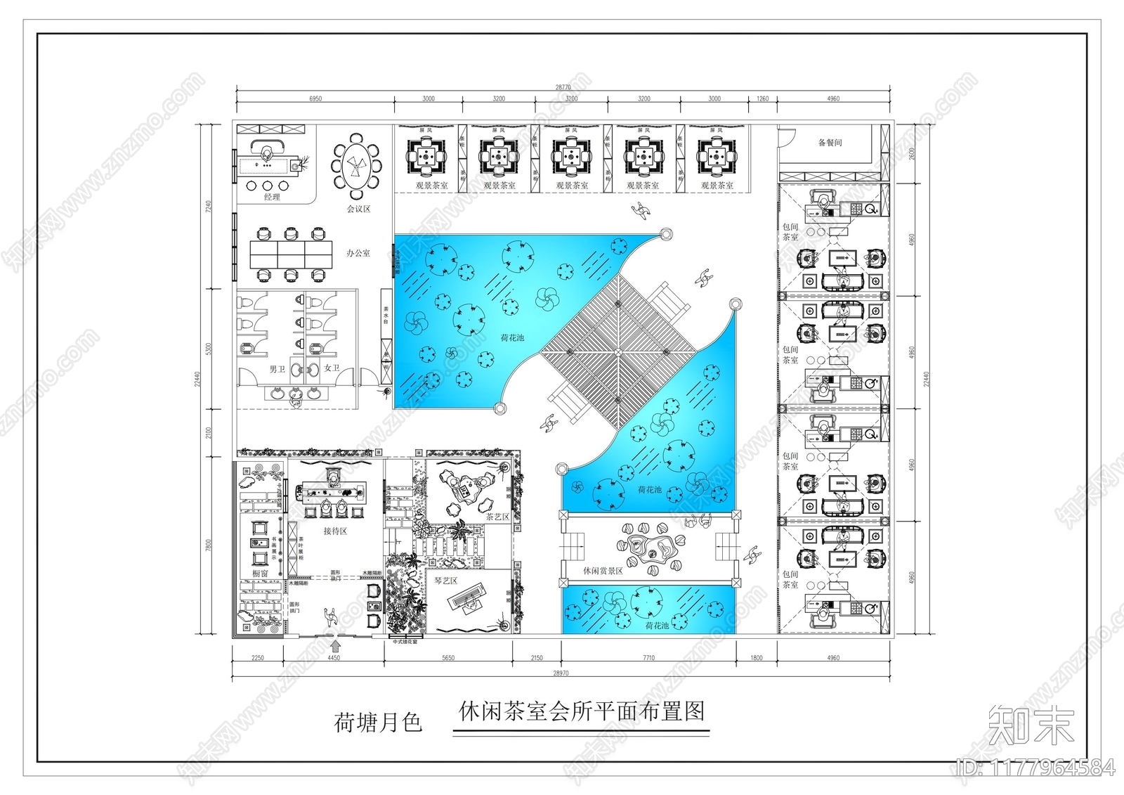 新中式禅意茶馆施工图下载【ID:1177964584】