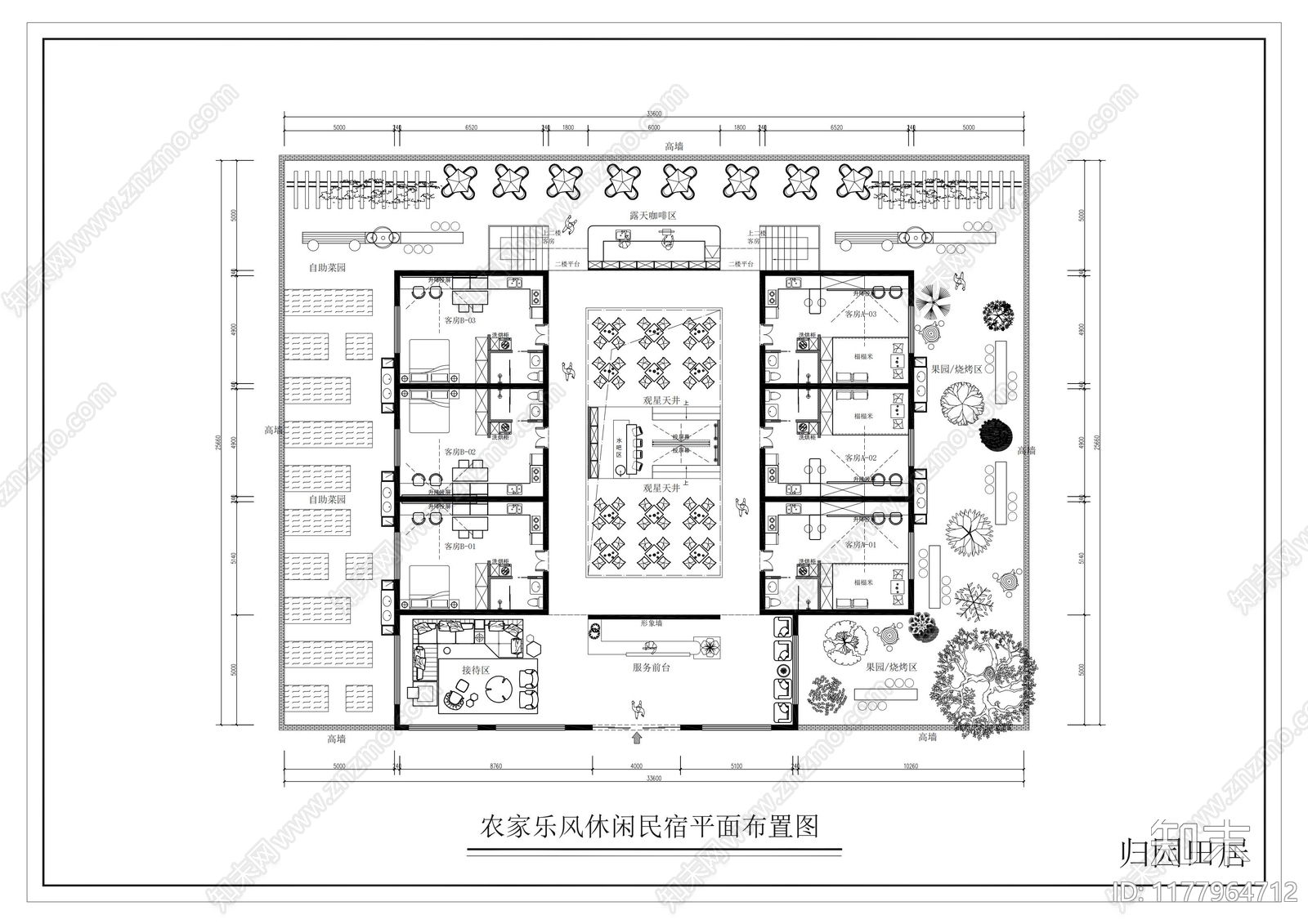 简约原木民宿施工图下载【ID:1177964712】