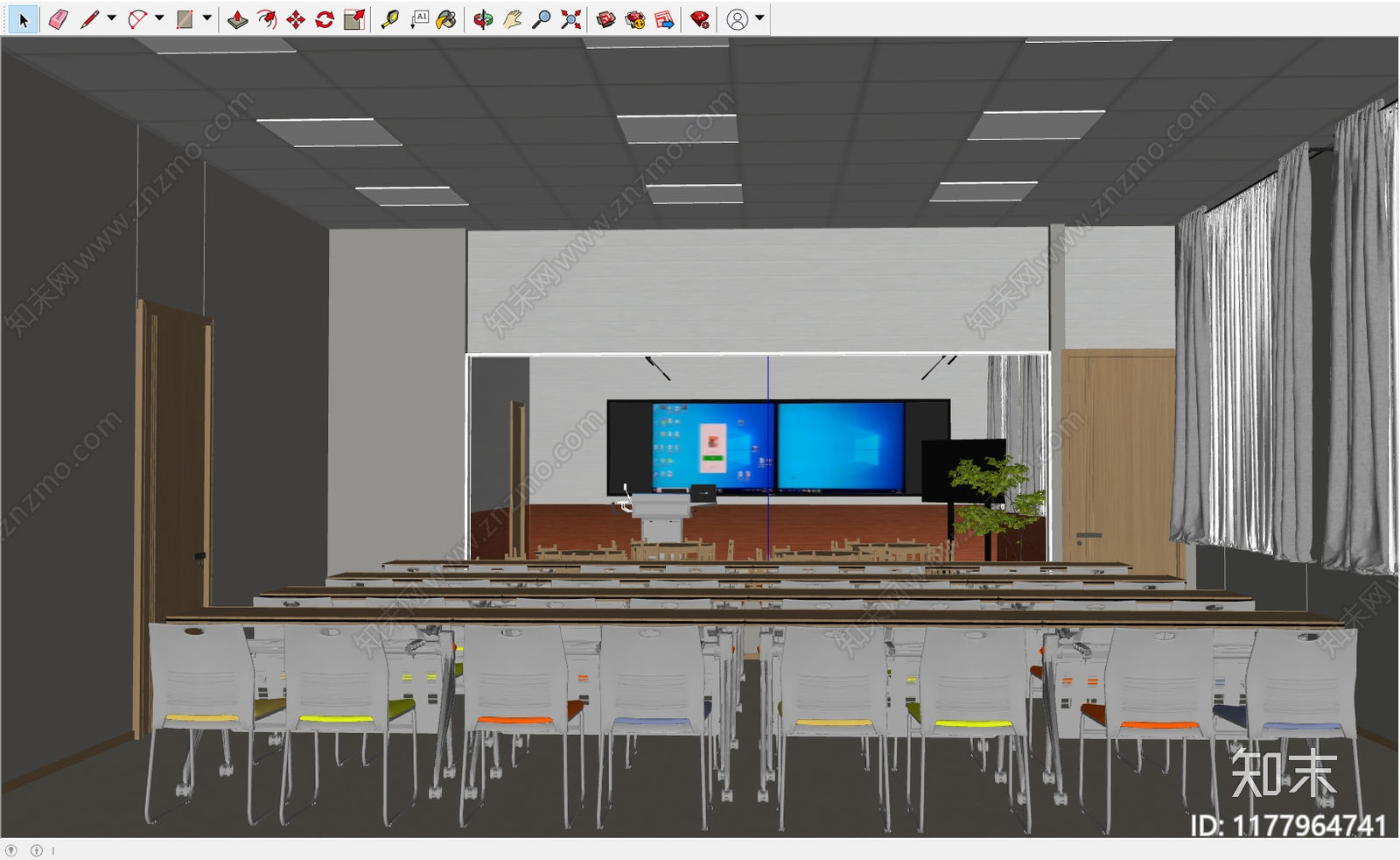 现代教室SU模型下载【ID:1177964741】