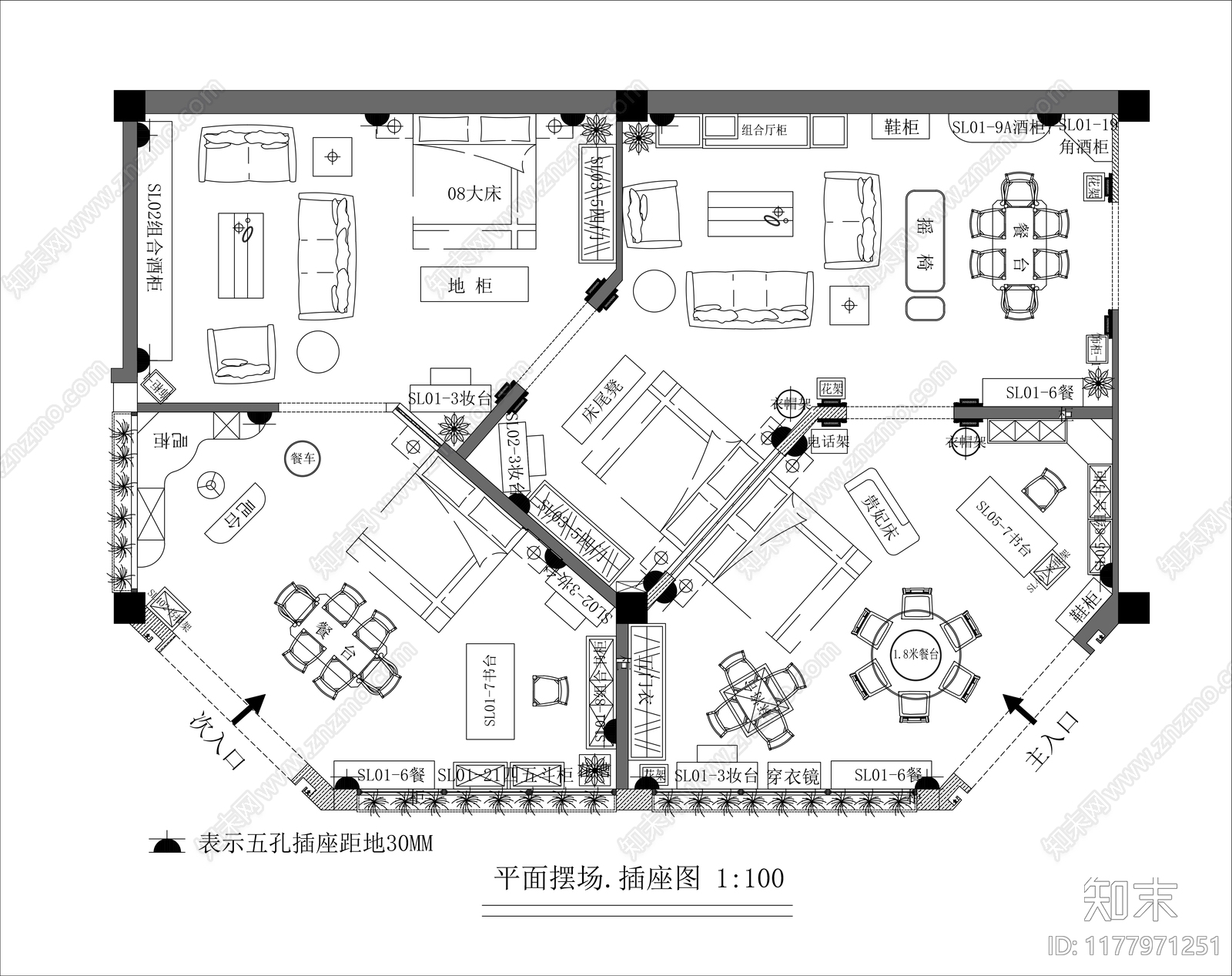 现代欧式商场cad施工图下载【ID:1177971251】