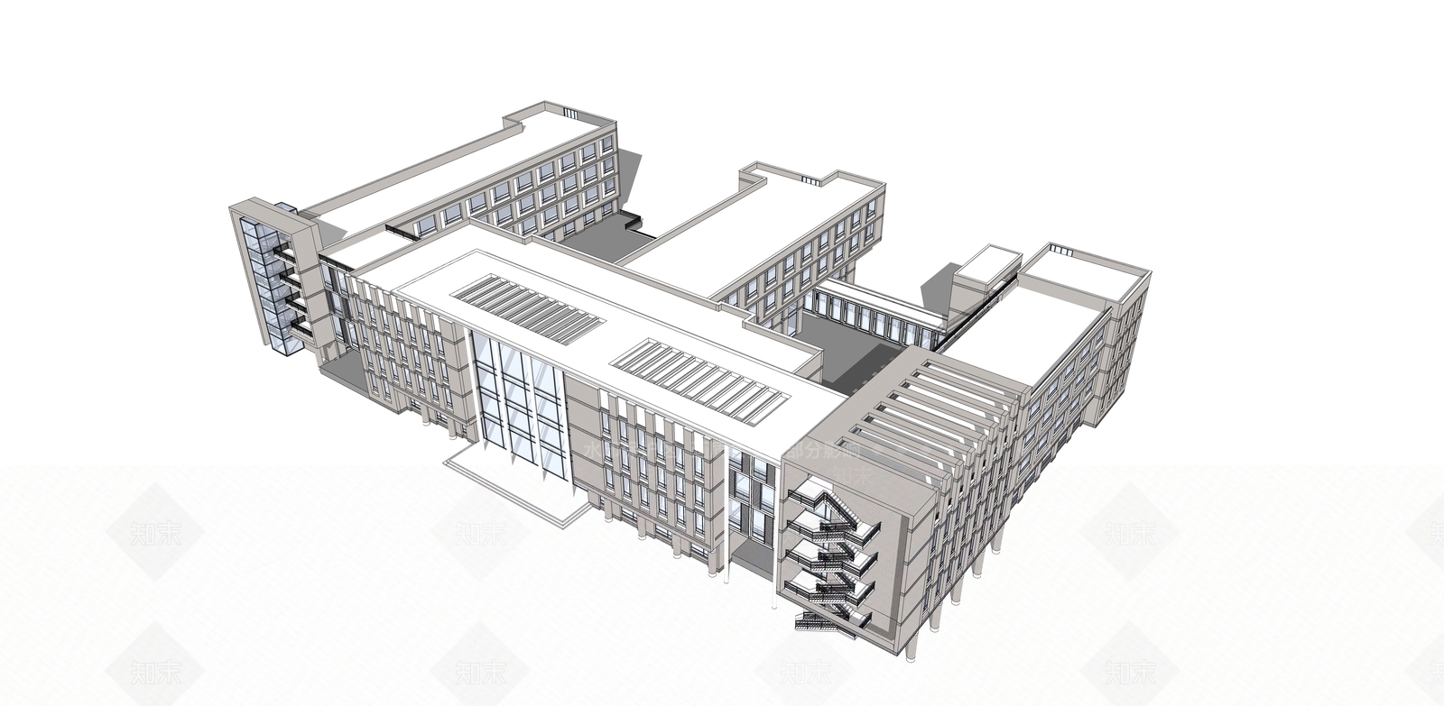 现代学校建筑SU模型下载【ID:1177974710】