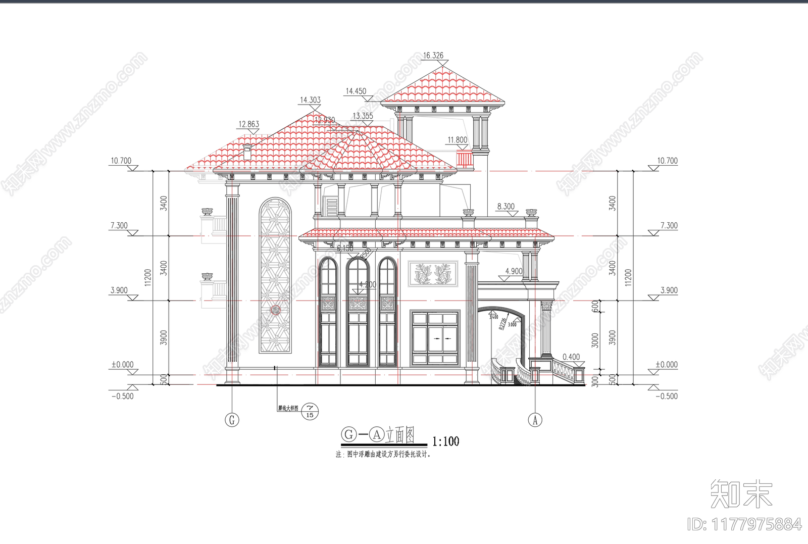 欧式别墅建筑施工图下载【ID:1177975884】