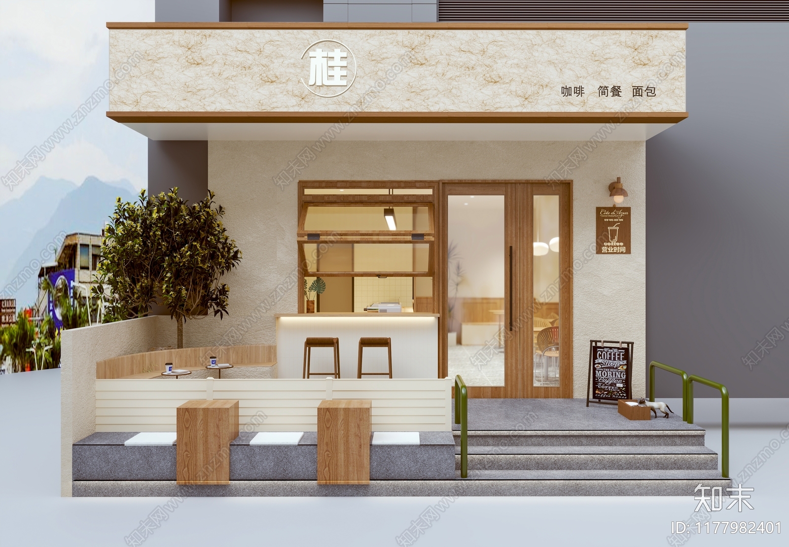 原木现代奶茶店3D模型下载【ID:1177982401】