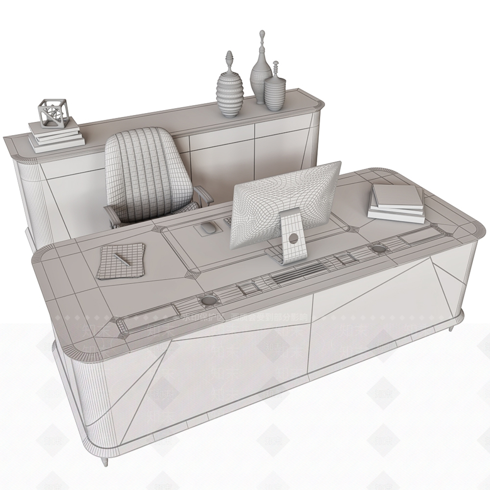 办公桌椅3D模型下载【ID:1177987245】