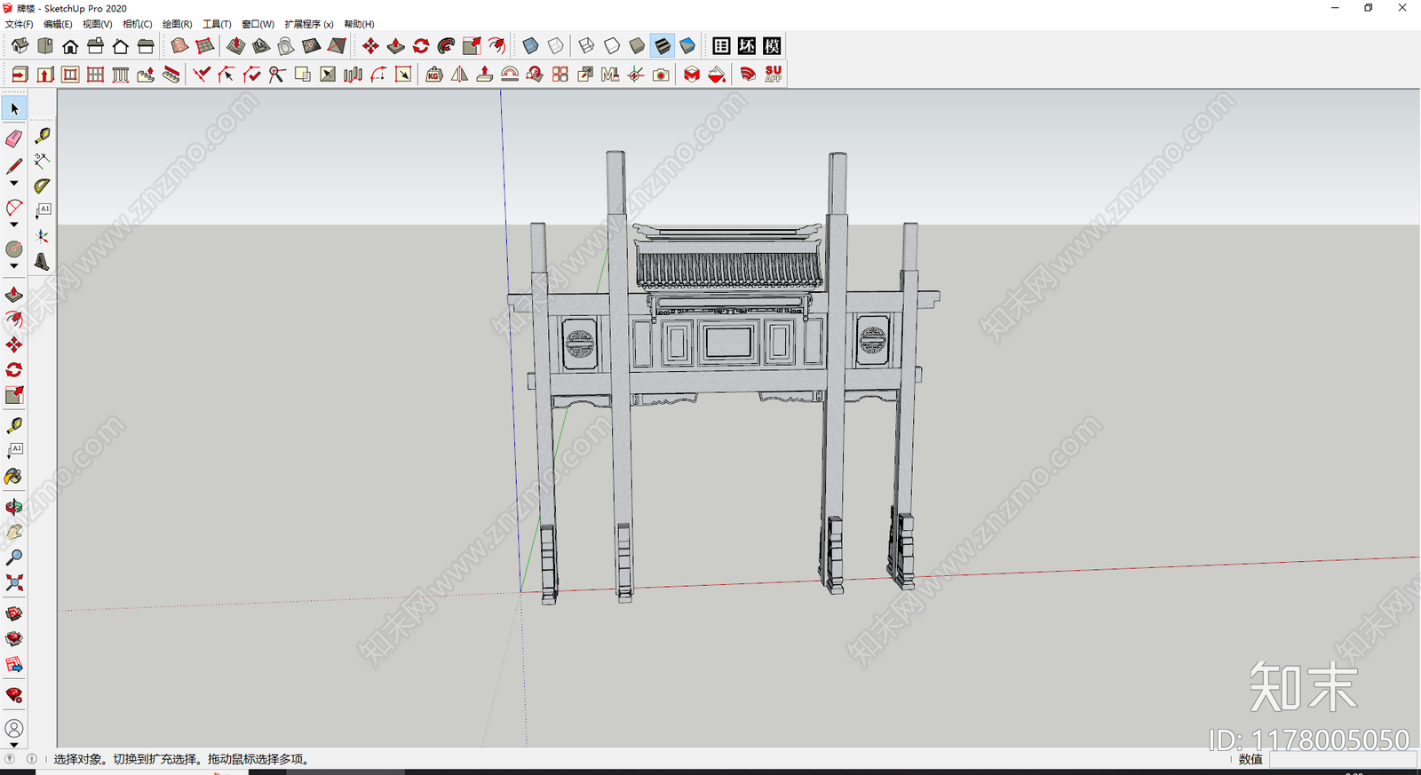 中式复古牌坊牌楼SU模型下载【ID:1178005050】