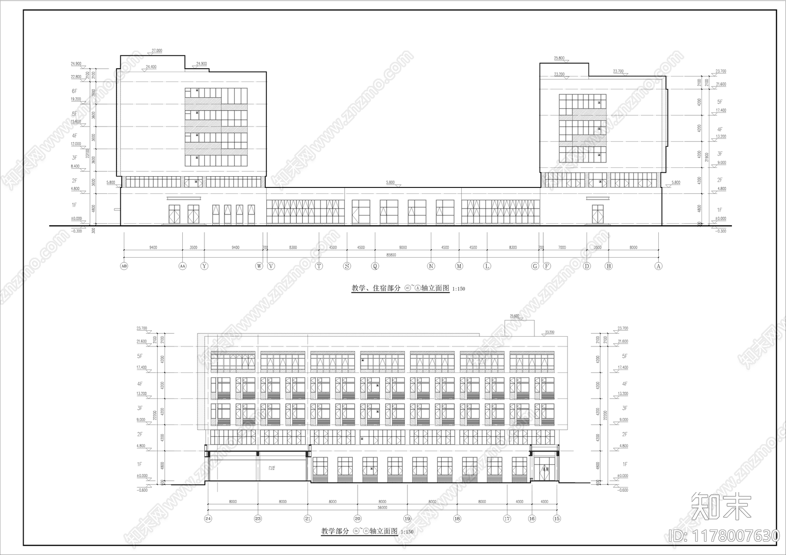 现代学校建筑cad施工图下载【ID:1178007630】