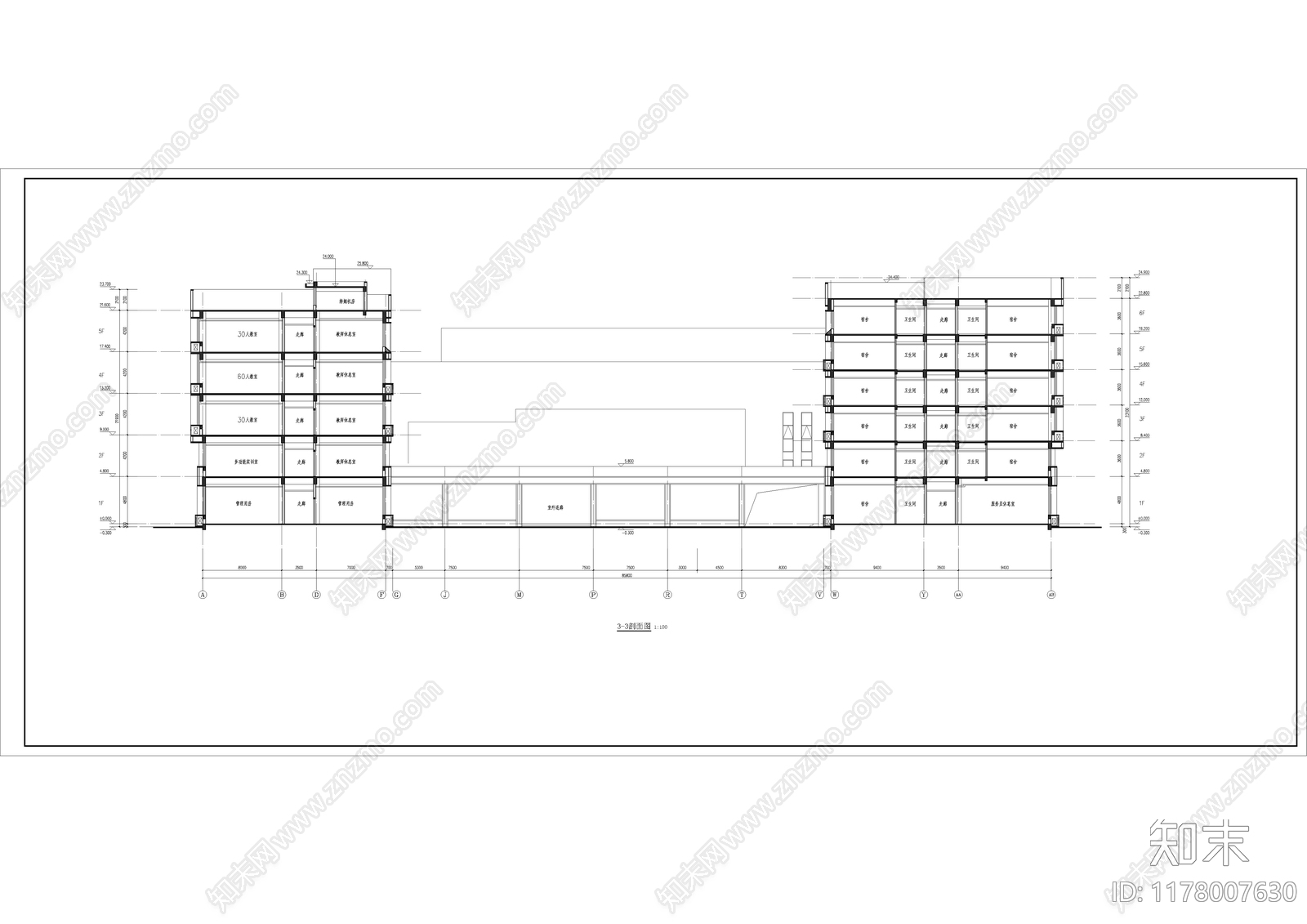 现代学校建筑cad施工图下载【ID:1178007630】