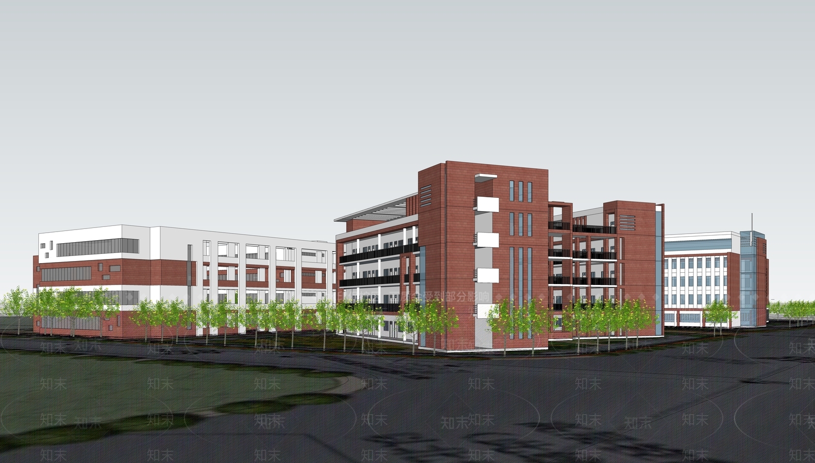 现代学校建筑SU模型下载【ID:1178012911】