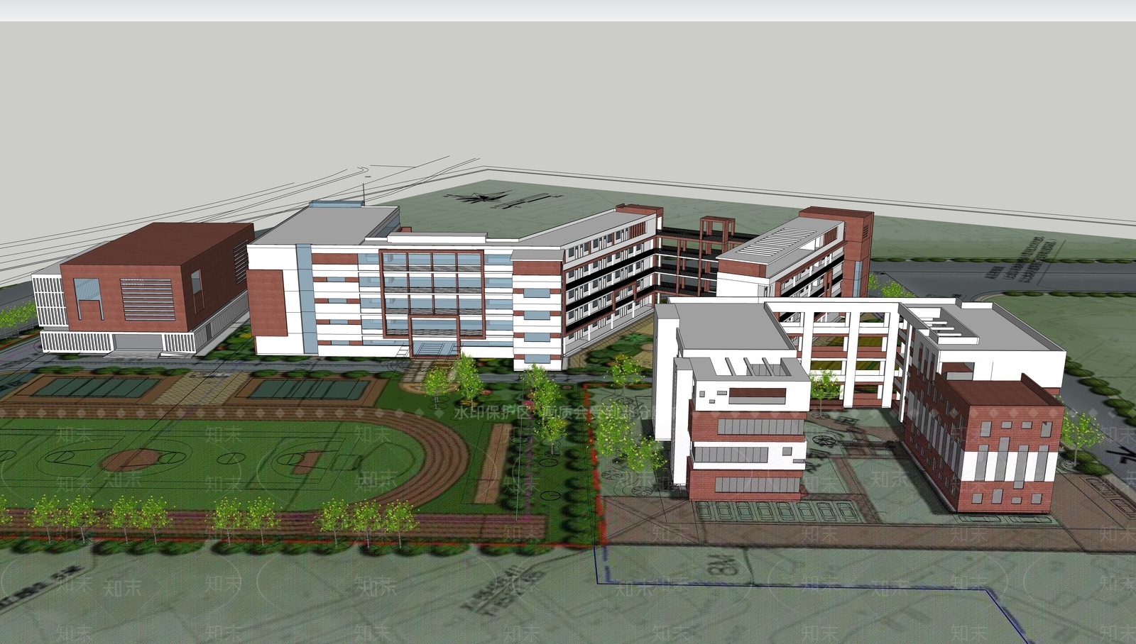 现代学校建筑SU模型下载【ID:1178012911】