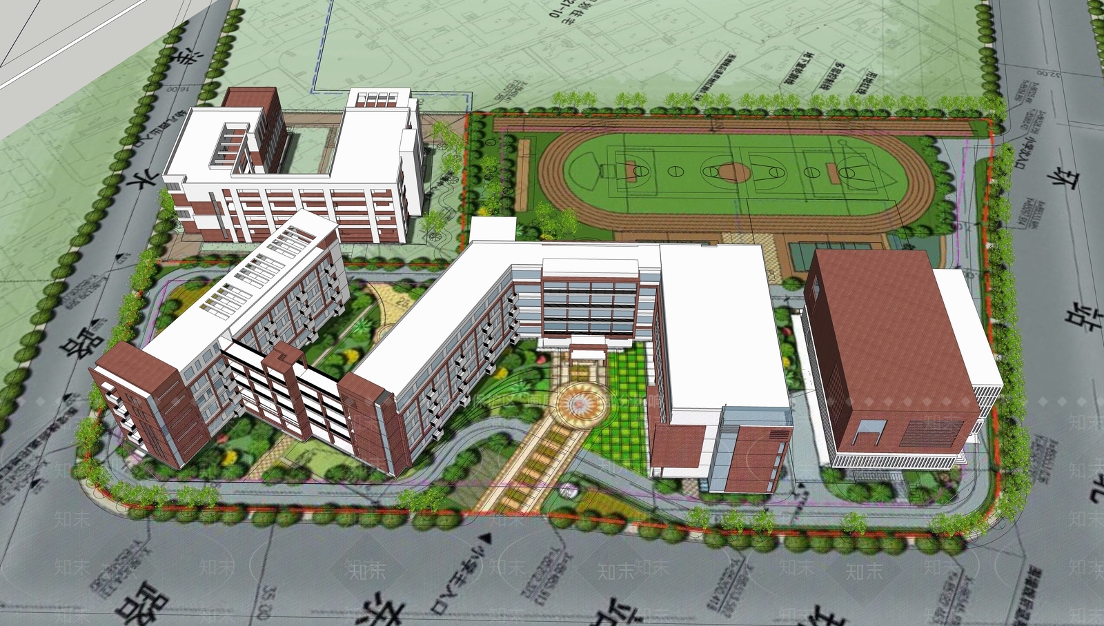 现代学校建筑SU模型下载【ID:1178012911】