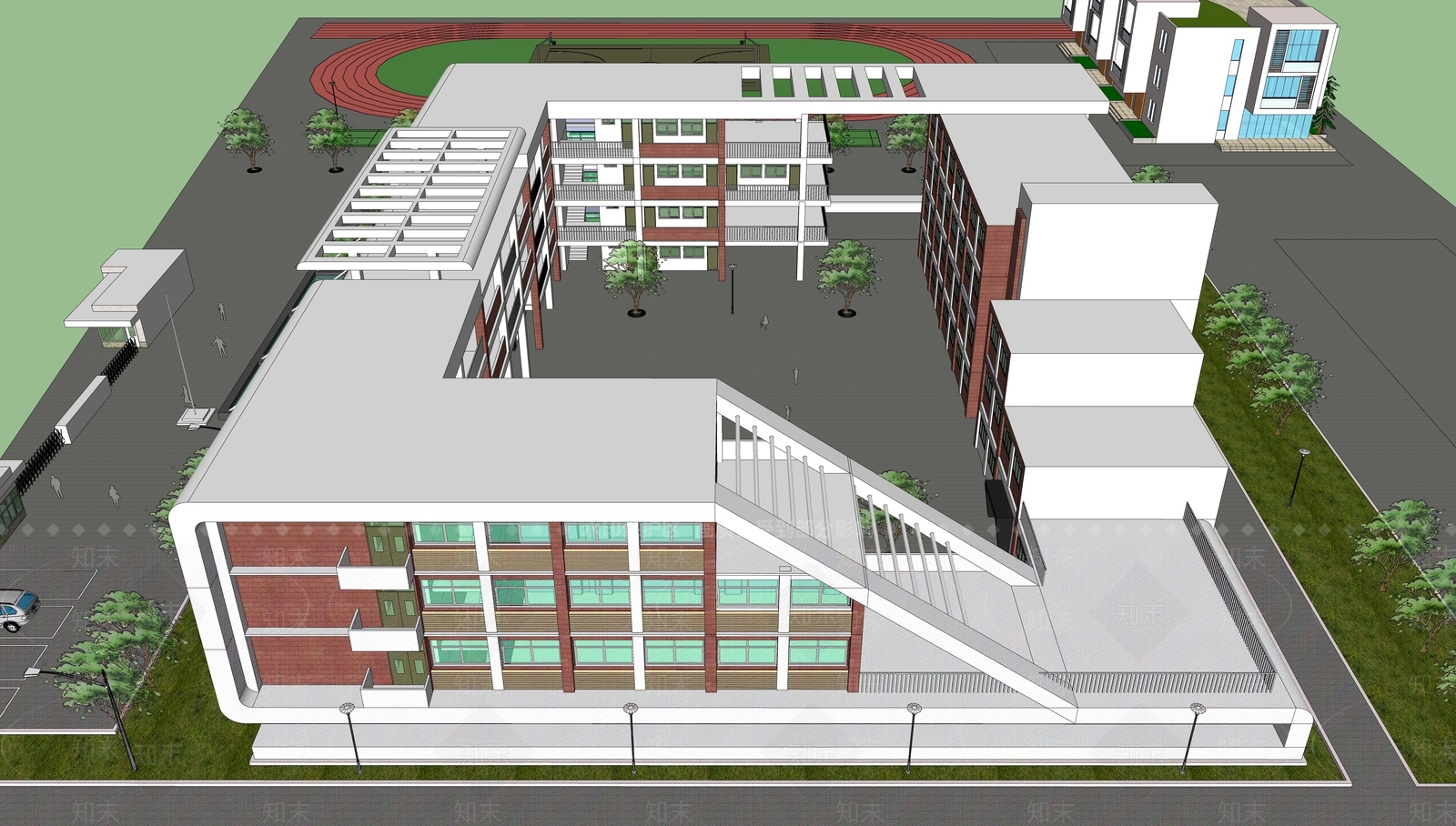 现代学校建筑SU模型下载【ID:1178014622】