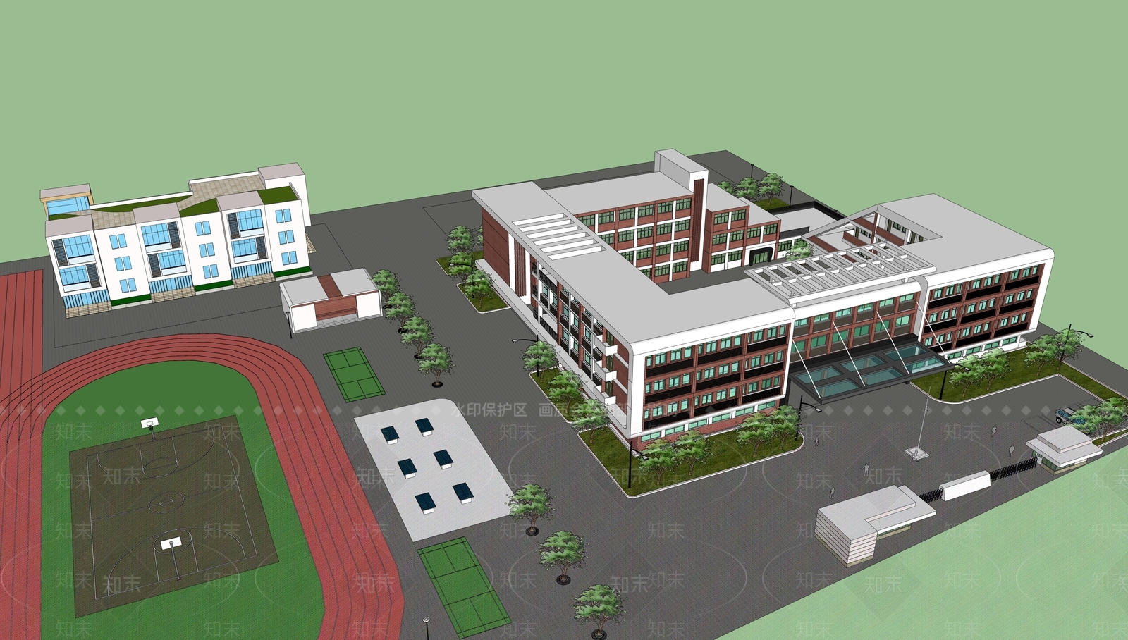 现代学校建筑SU模型下载【ID:1178014622】