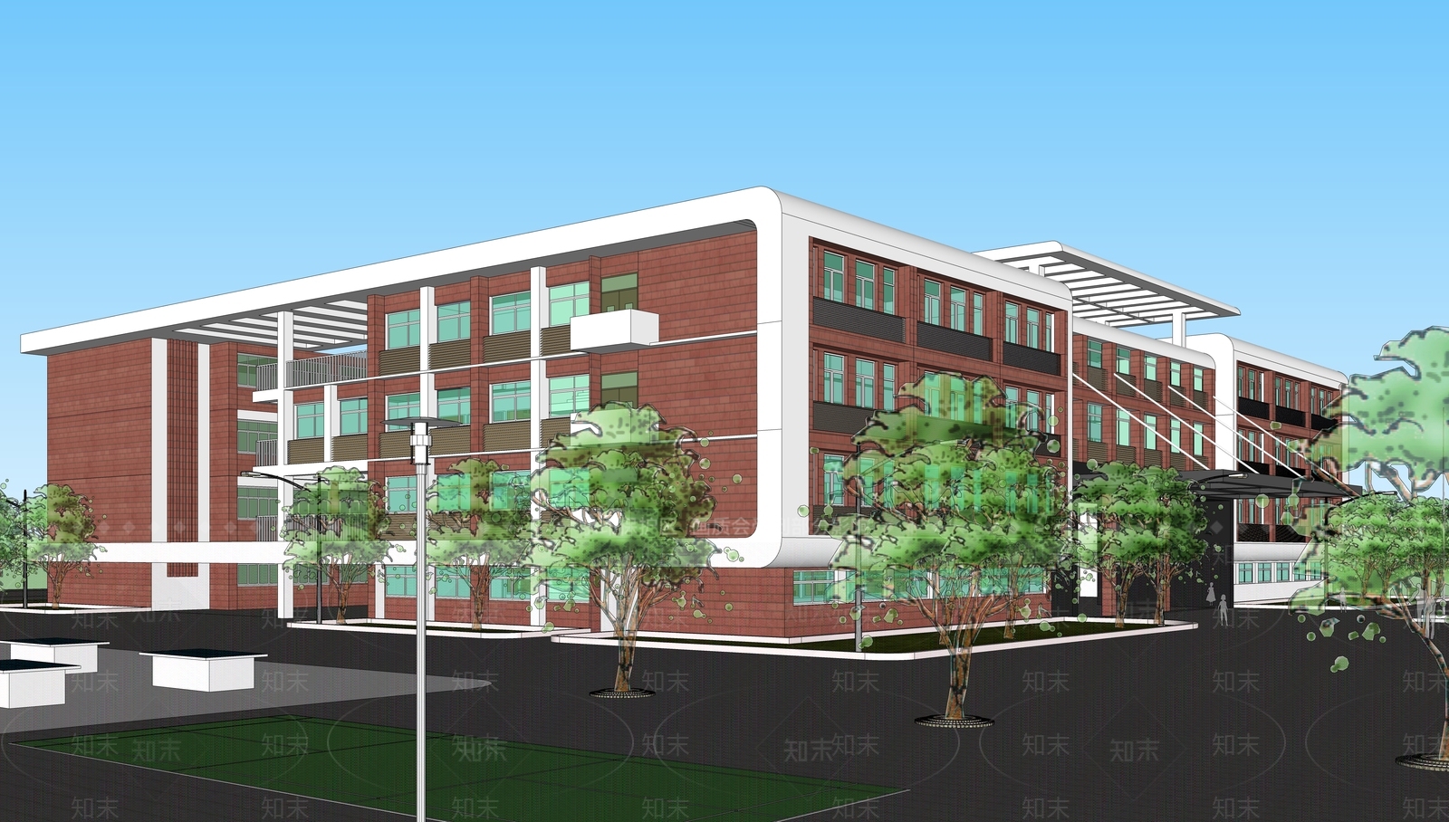 现代学校建筑SU模型下载【ID:1178014622】