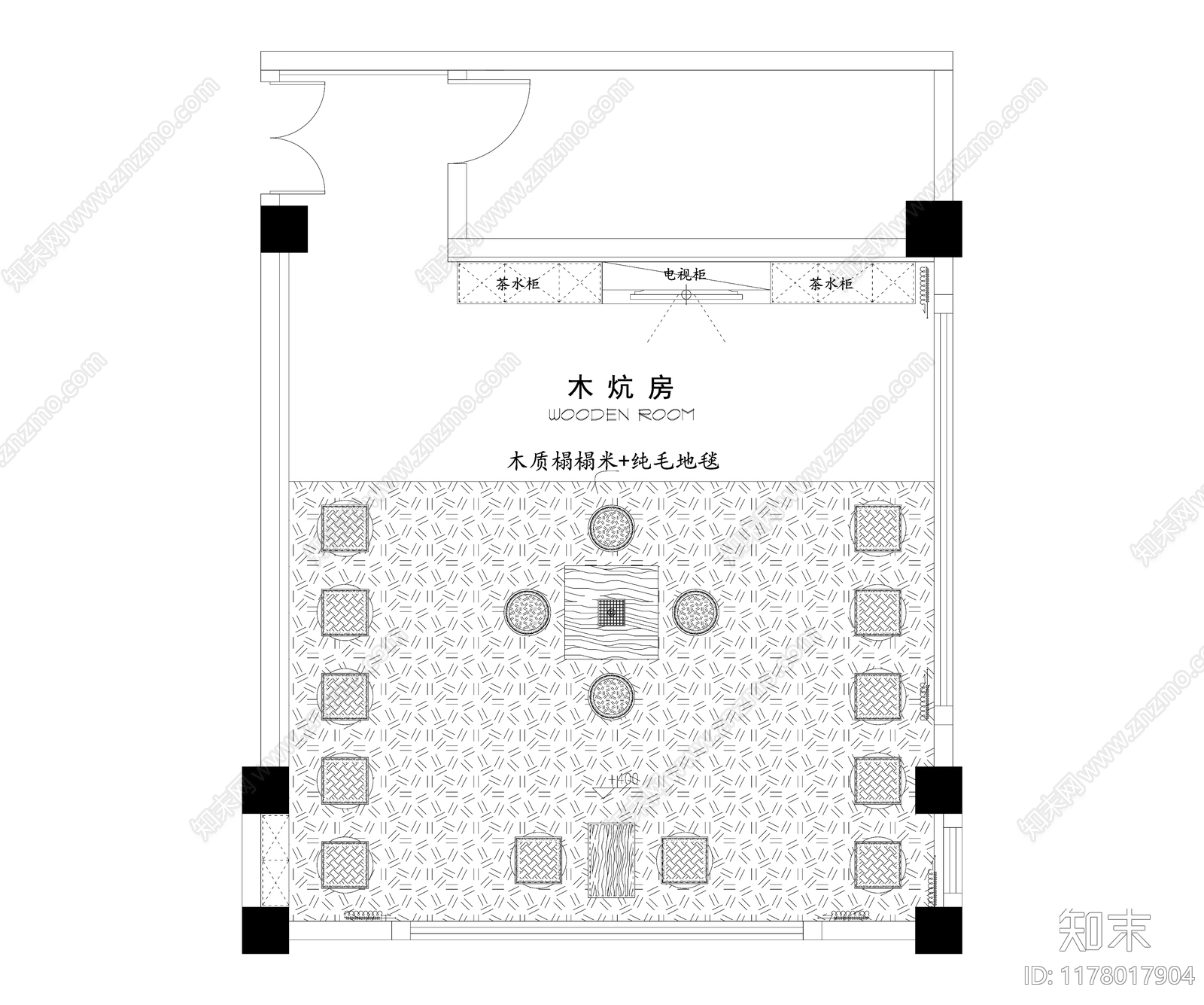 现代中式榻榻米施工图下载【ID:1178017904】