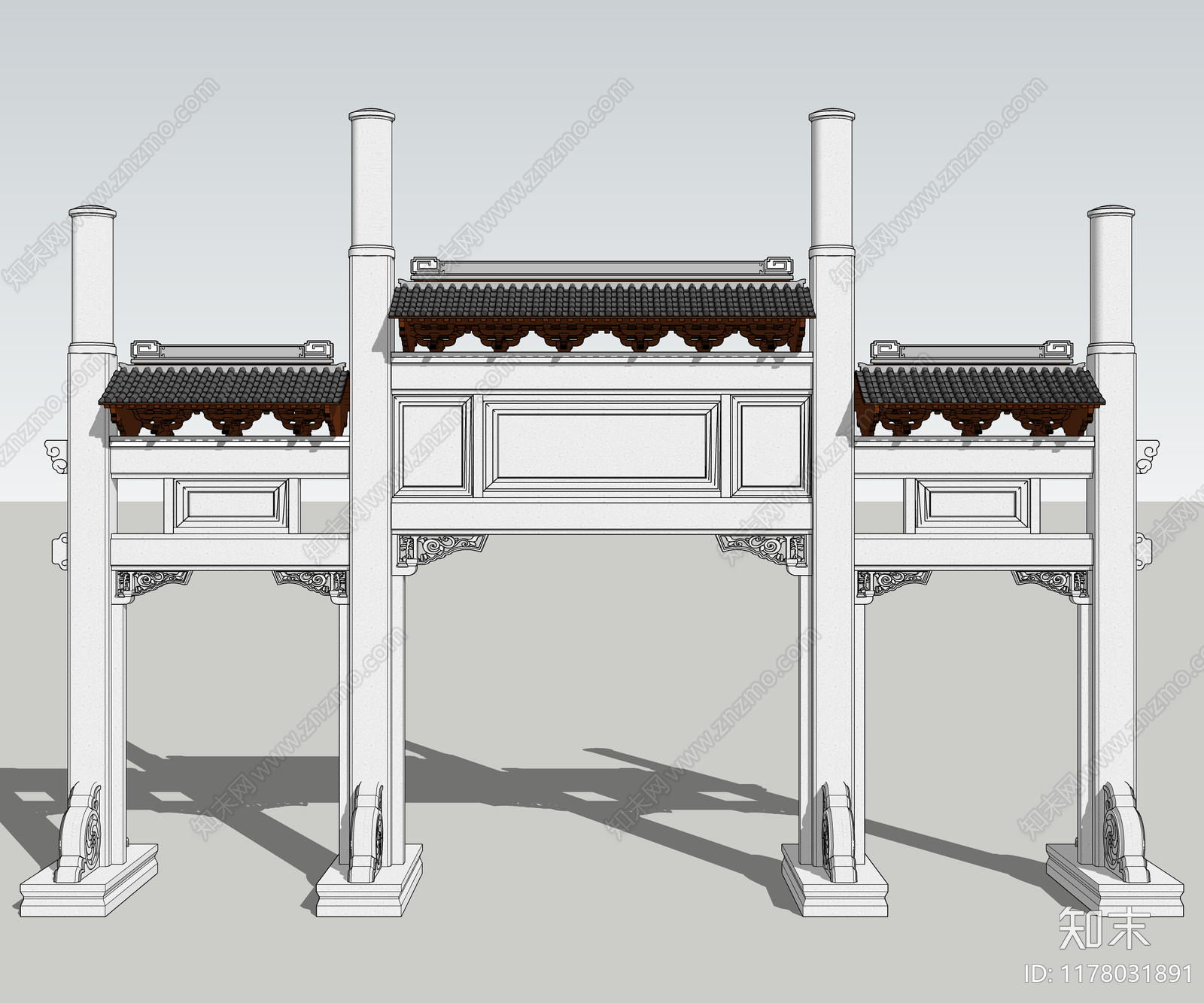 中式牌坊牌楼SU模型下载【ID:1178031891】