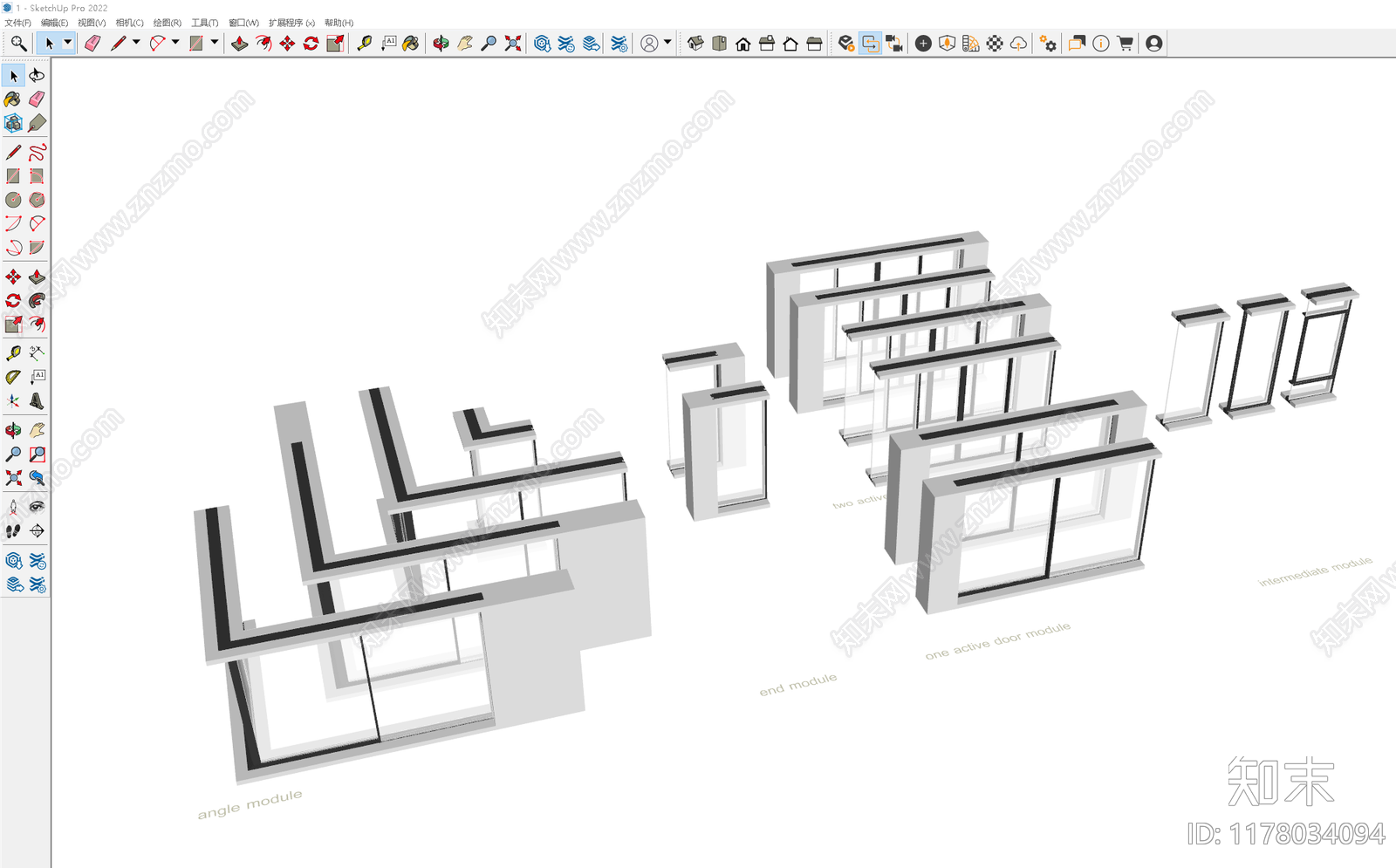 现代窗户组合SU模型下载【ID:1178034094】