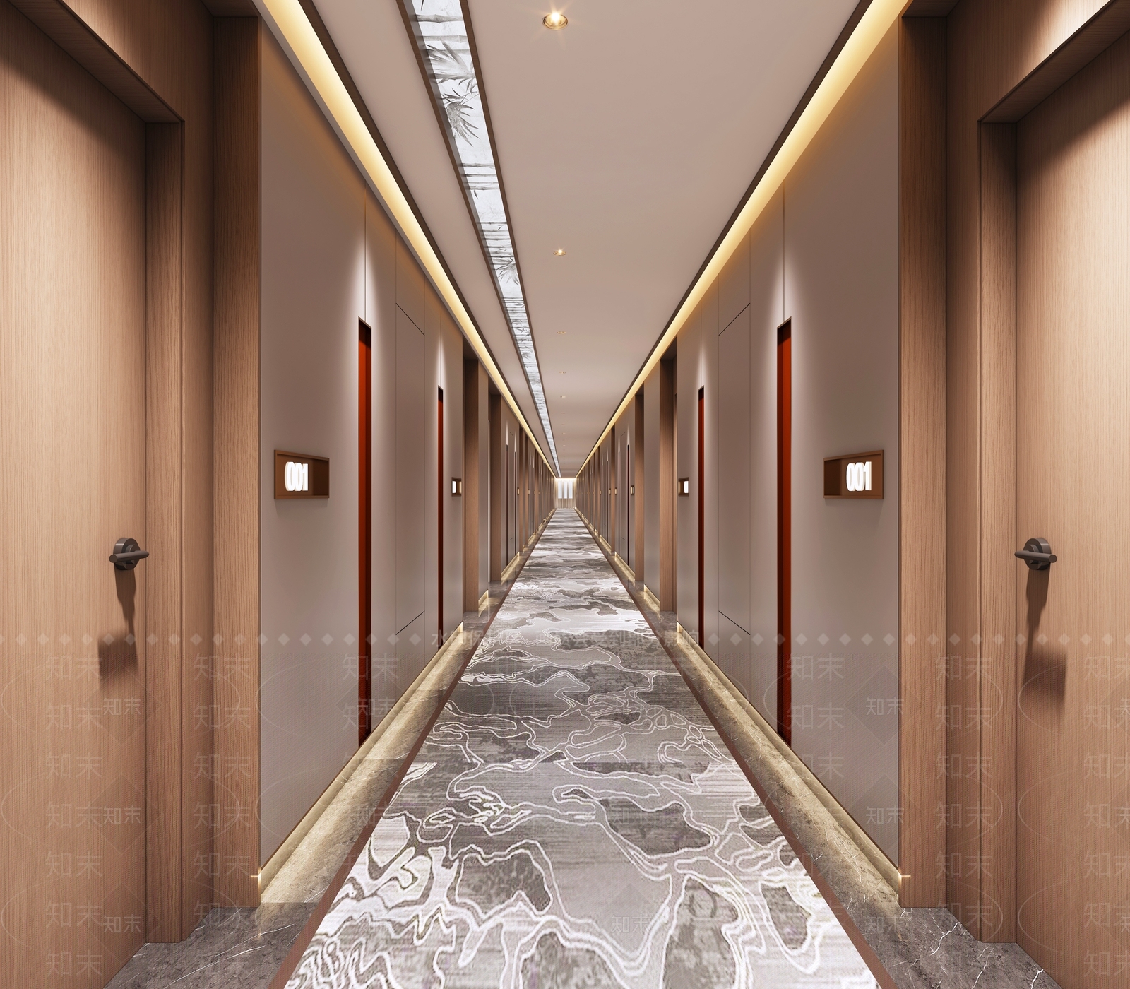 现代酒店走廊3D模型下载【ID:1214845359】