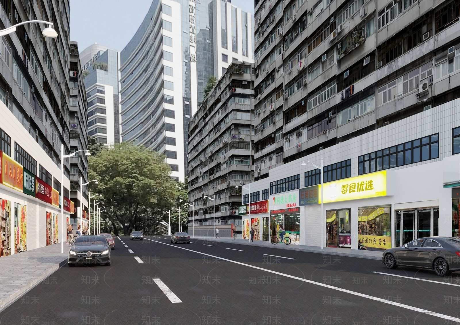 现代商业街3D模型下载【ID:1178048156】