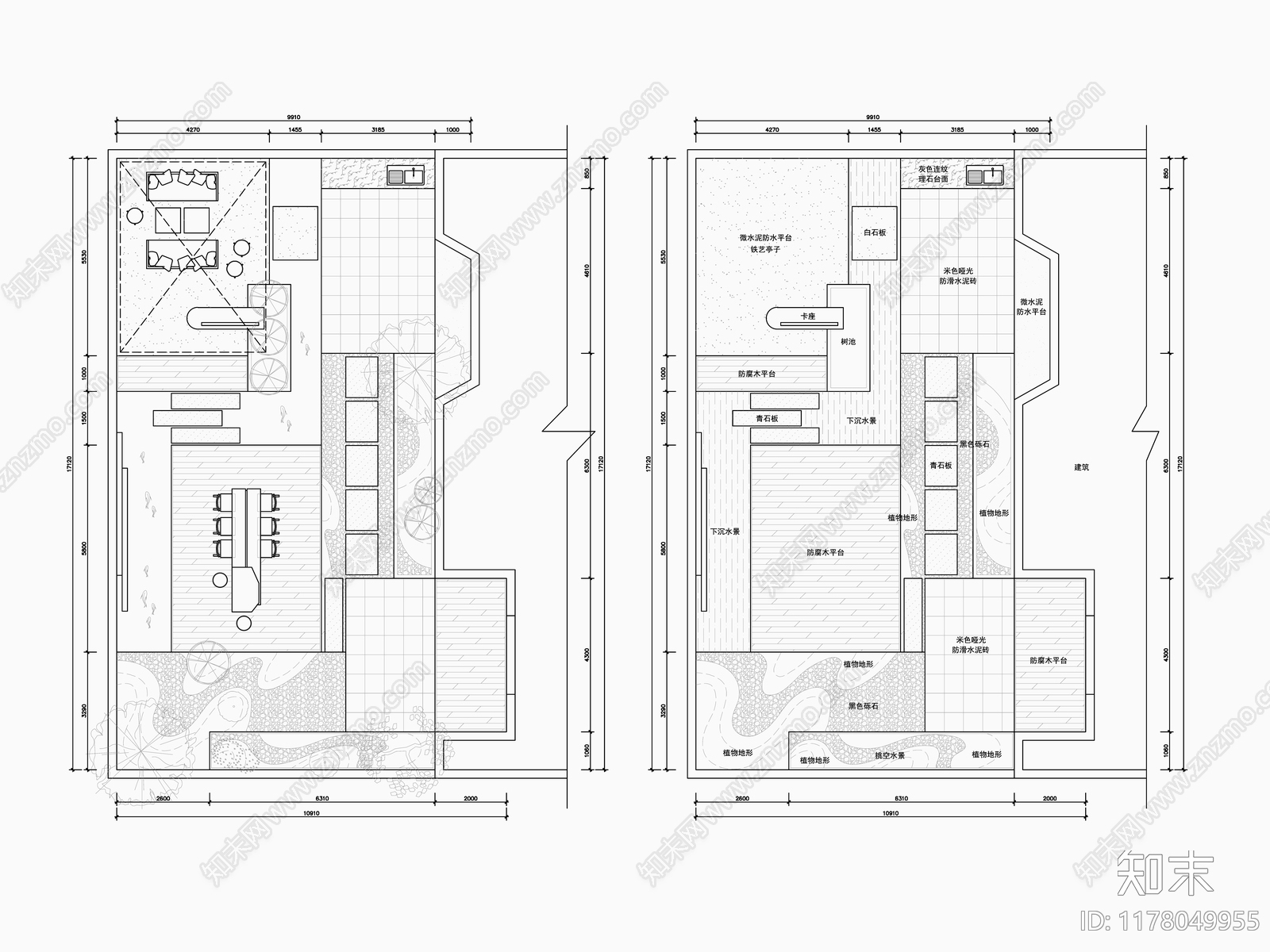 现代庭院cad施工图下载【ID:1178049955】
