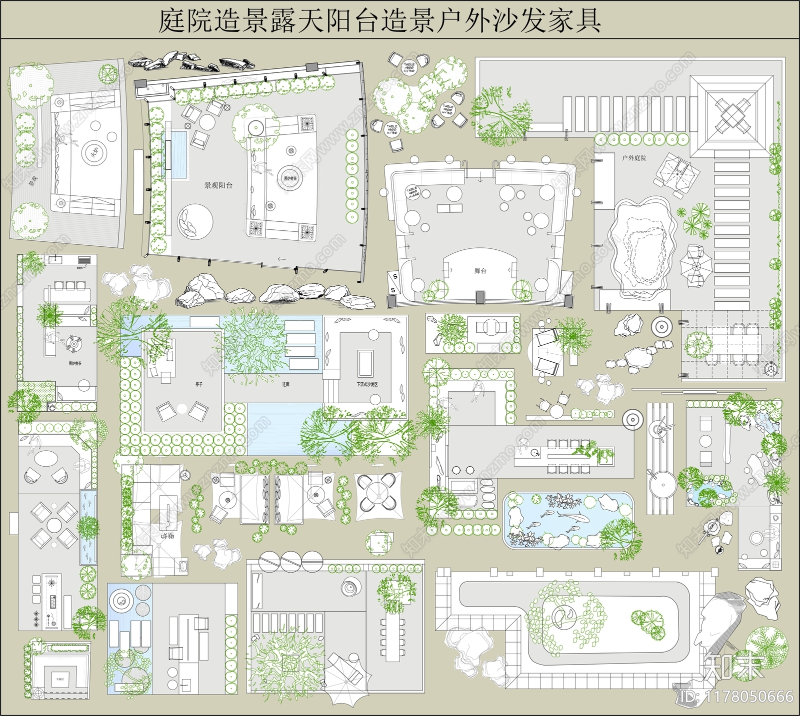 现代庭院施工图下载【ID:1178050666】