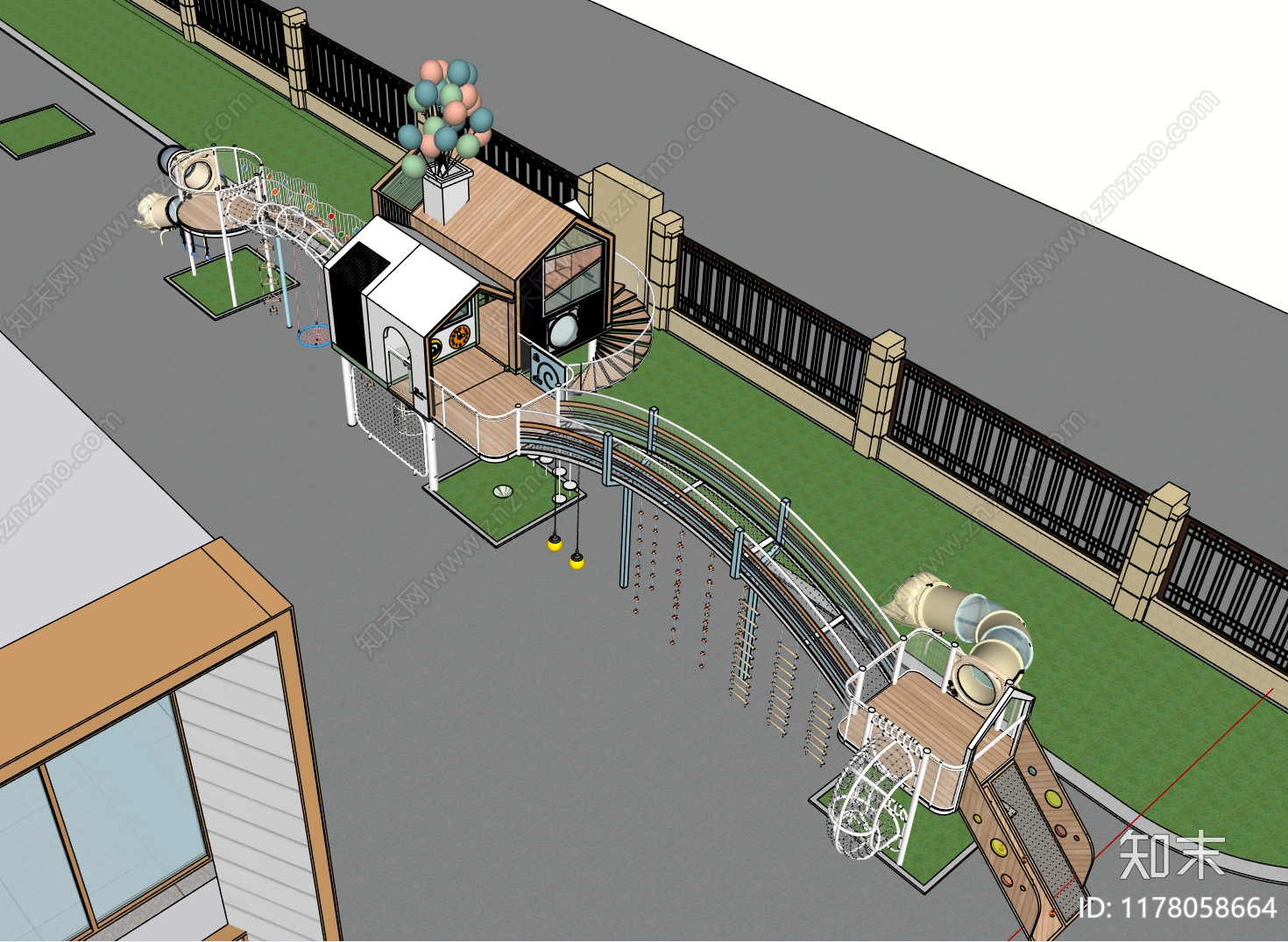现代奶油儿童游乐区SU模型下载【ID:1178058664】