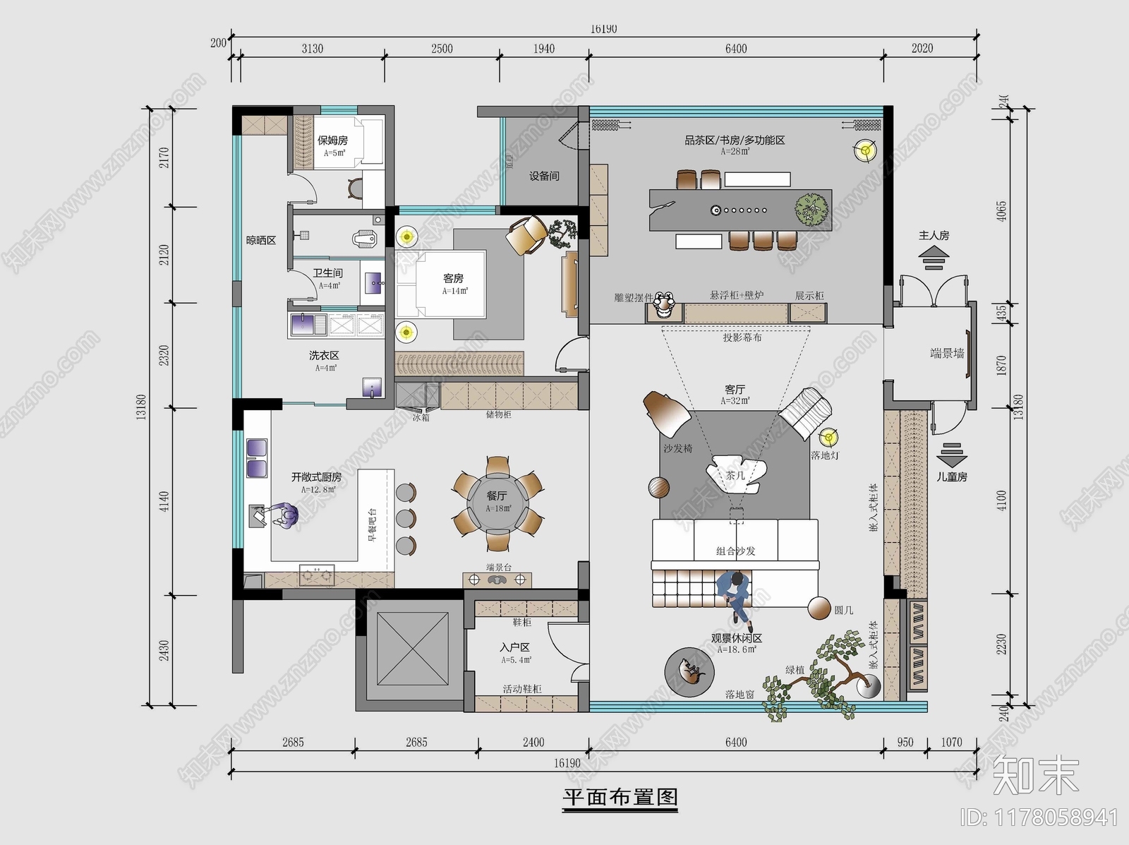 平层cad施工图下载【ID:1178058941】