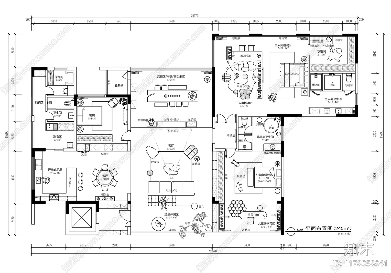 平层cad施工图下载【ID:1178058941】