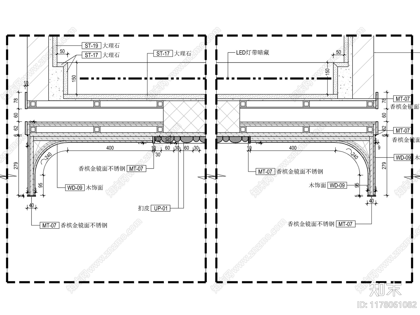 现代墙面节点cad施工图下载【ID:1178061082】