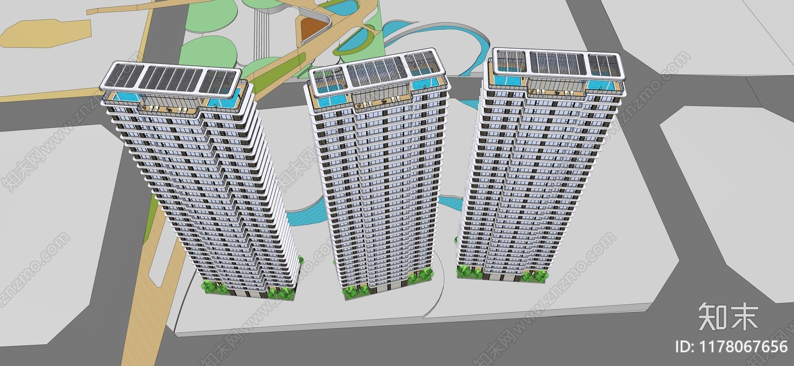 现代高层住宅SU模型下载【ID:1178067656】